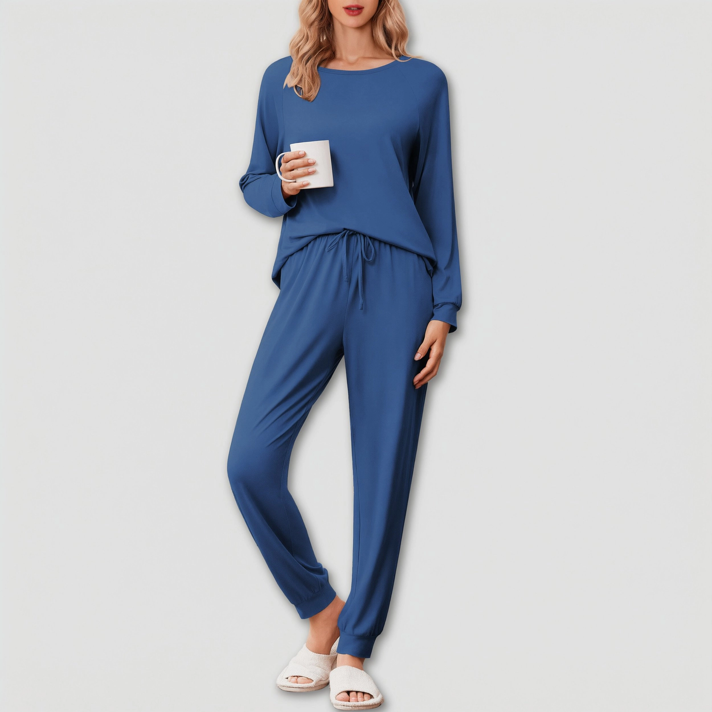 Ekouaer Comfy Pajamas Set Housewear Suit Sleepwear Soft Loungewear Winter