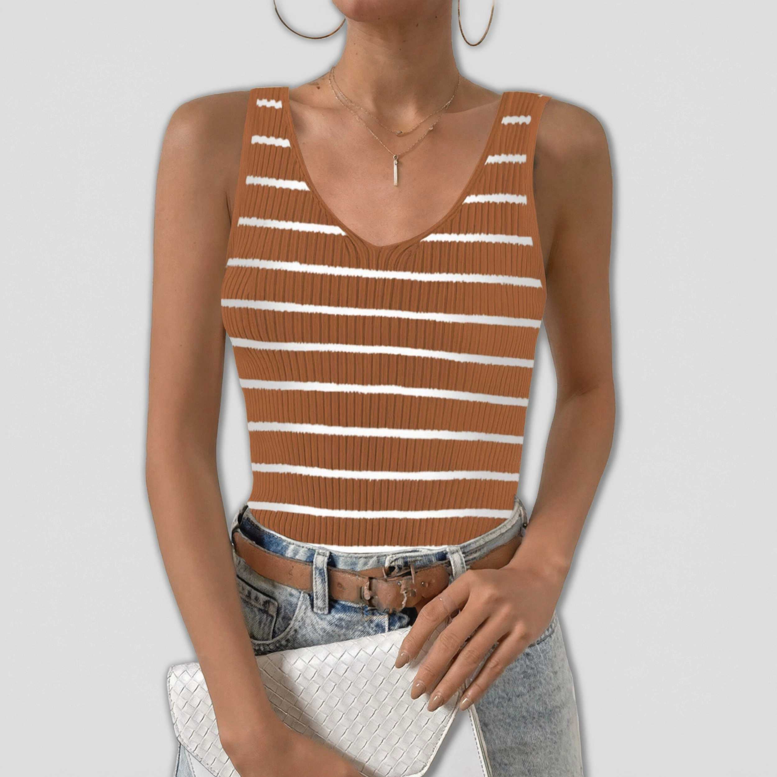 Zeagoo Women's V Neck Ribbed Knit Slim Fit Sleeveless Tank Top