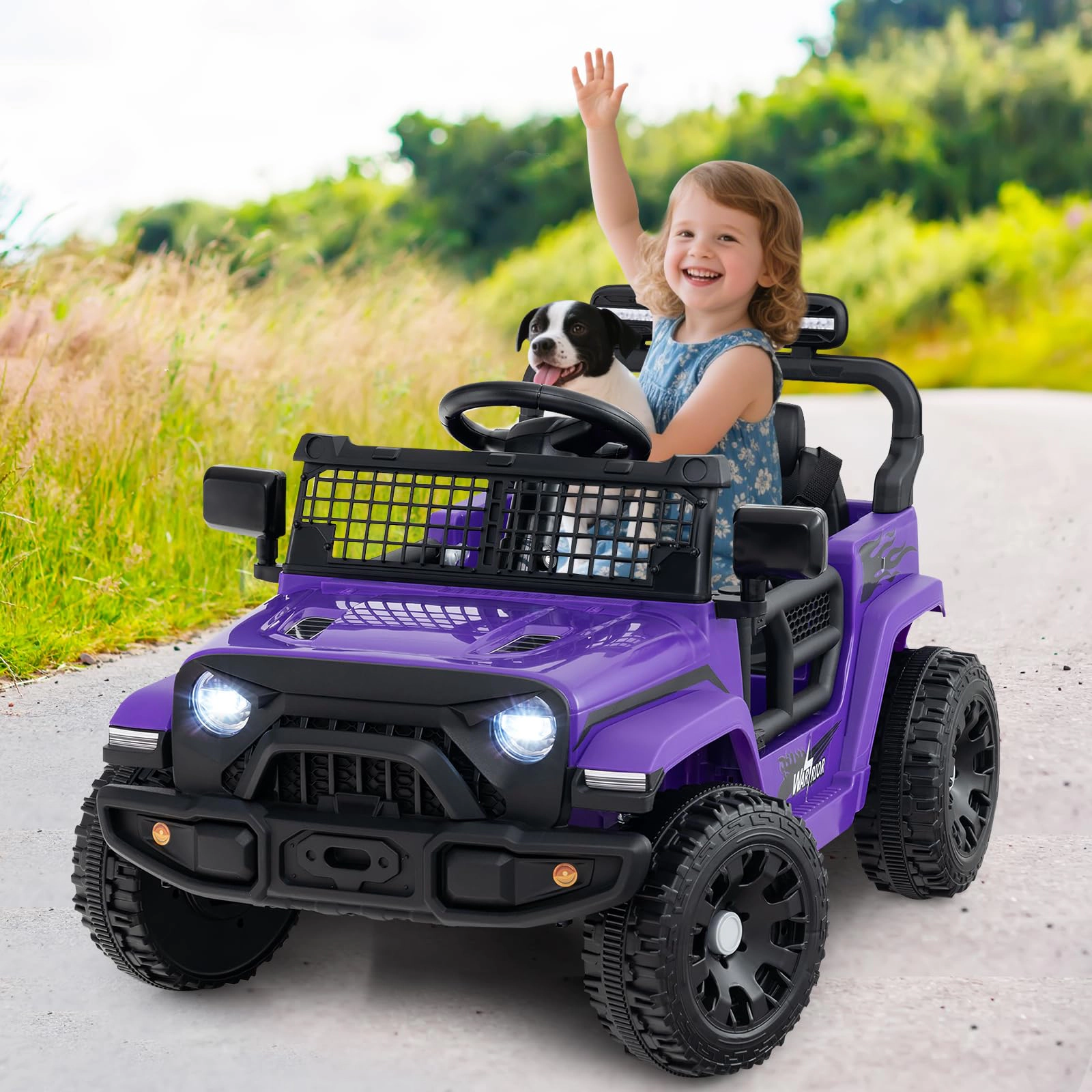 Glintex 12V Compact Kids Ride-On Truck with Foldable Mirrors and Remote