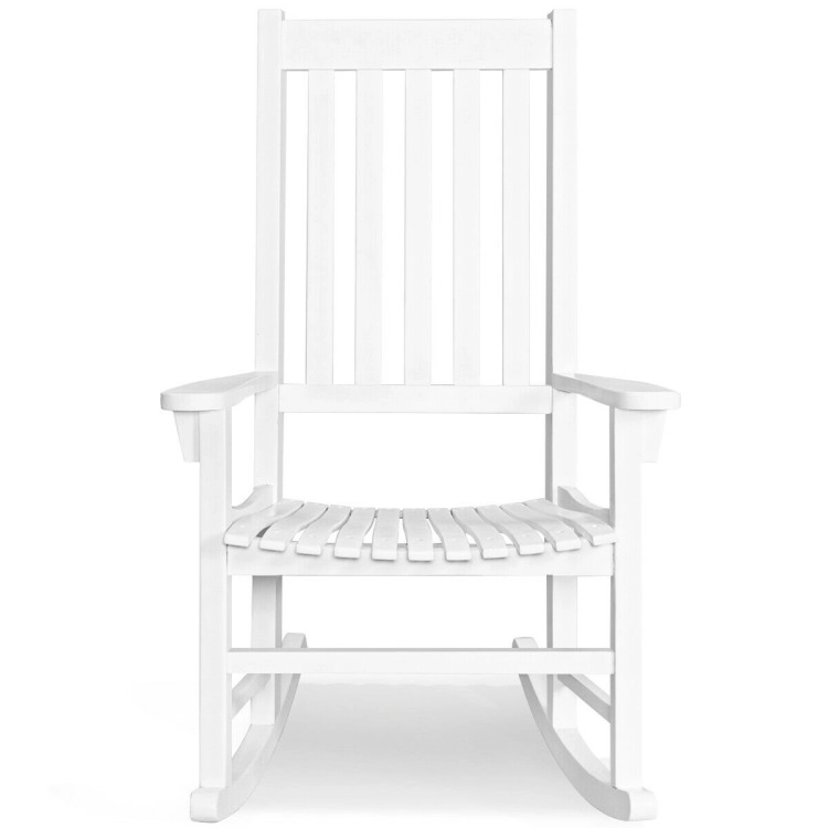 Hivvago Indoor Outdoor Wooden High Back Rocking Chair