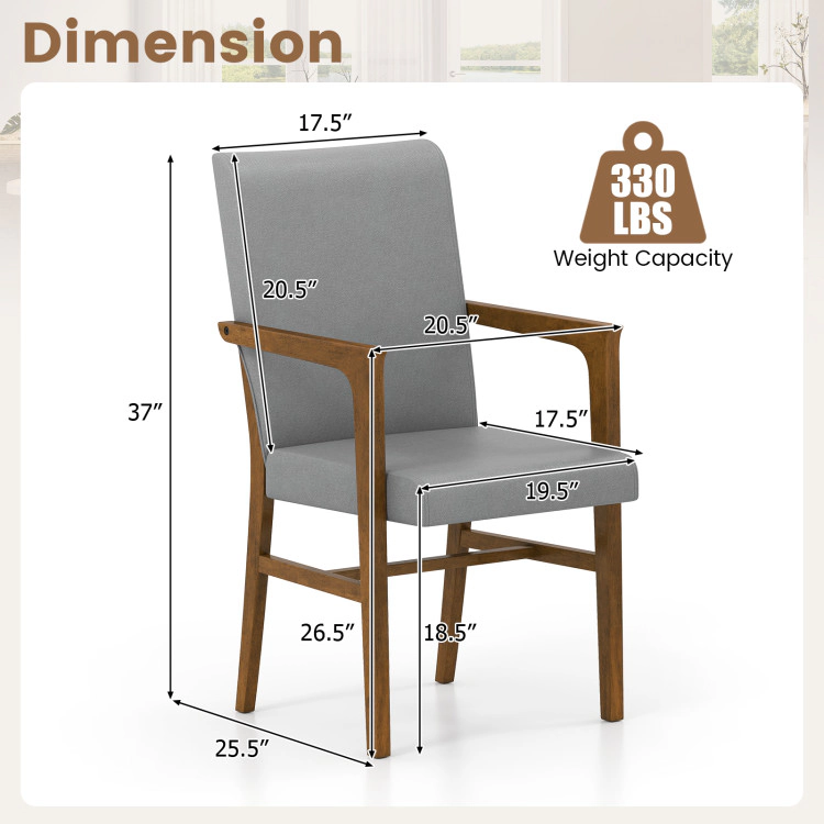 Hivvago Set of 2 High-Back Accent Chairs with Soft Upholstery and Sturdy Wooden Frame