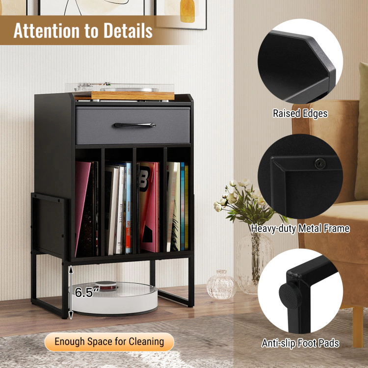 Hivvago Record Player Stand With Drawer And Holder