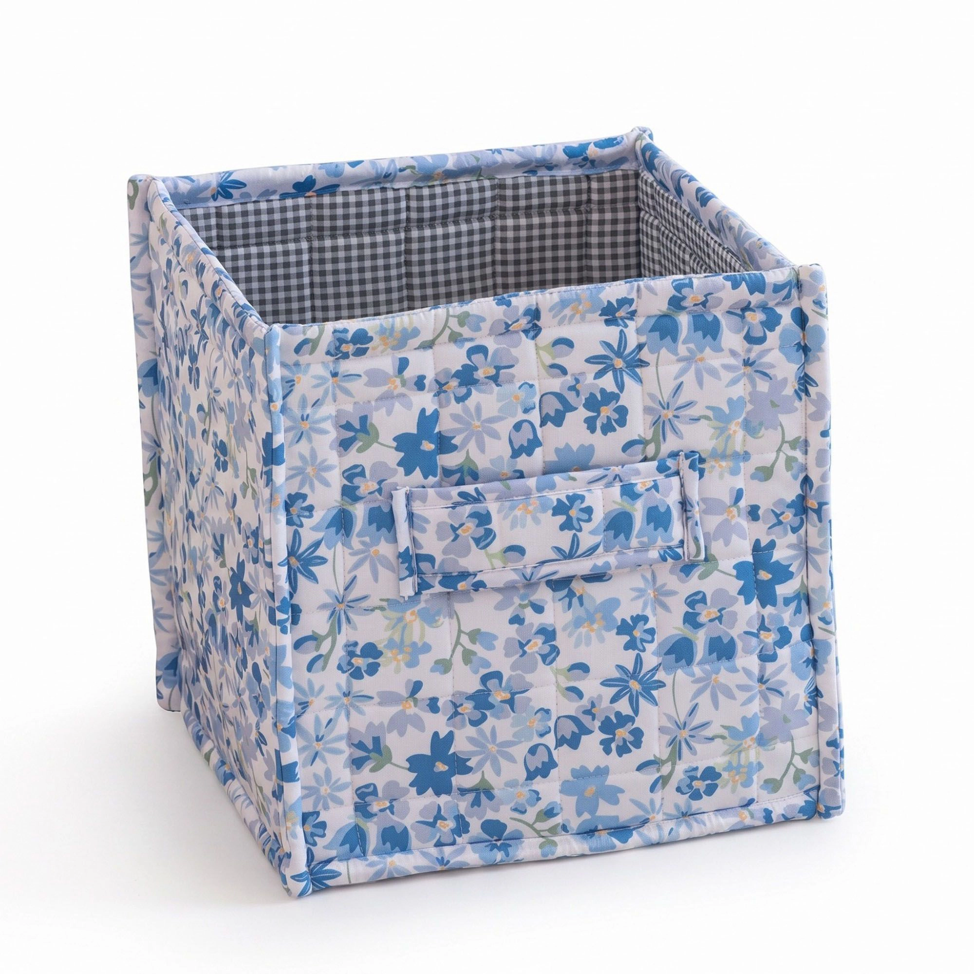 Alilang Unisex Floral Quilted Fabric Storage Cube Bin with Carry Handles