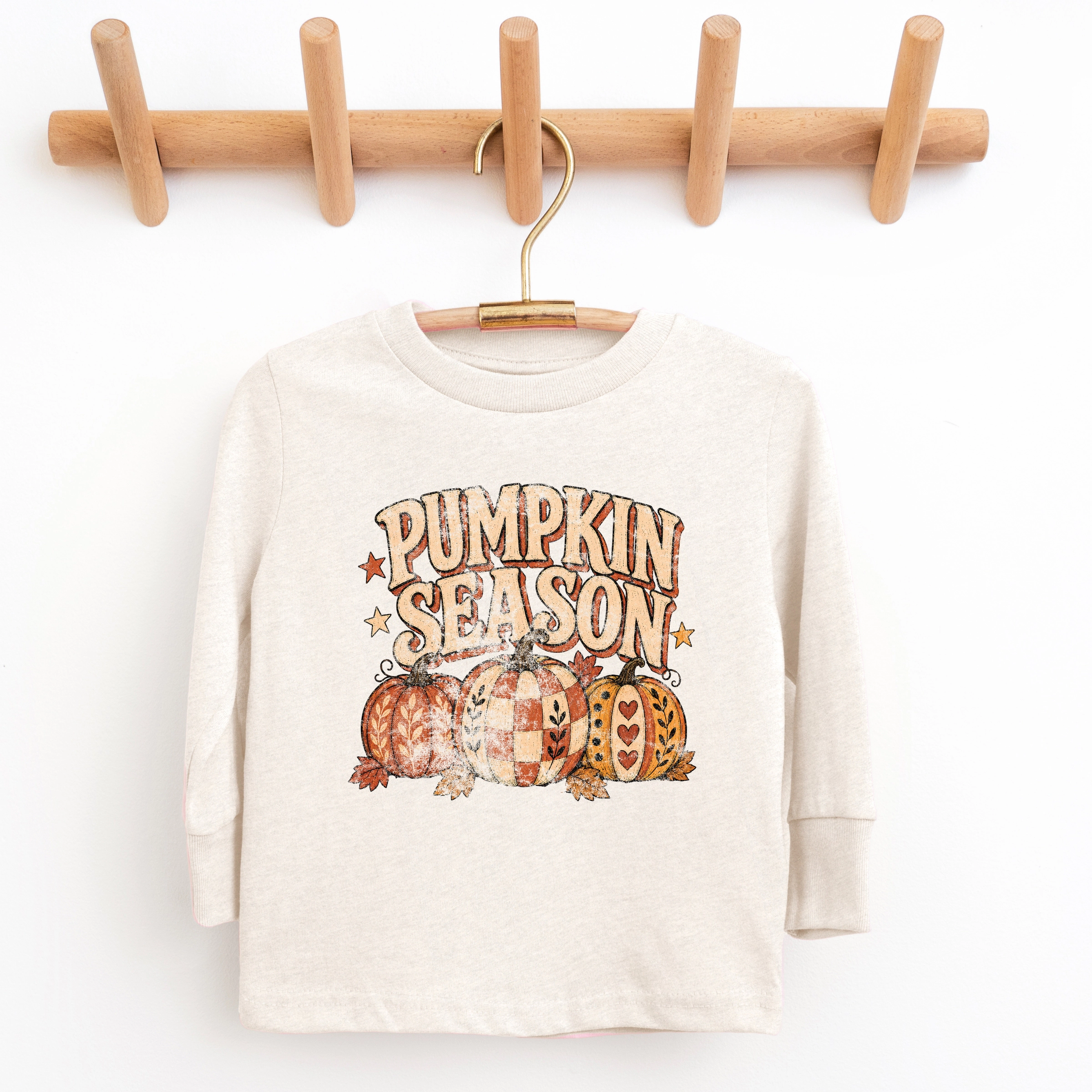 The Juniper Shop - Youth Long Sleeve Graphic T-Shirt Pumpkin Season Pattern Stars