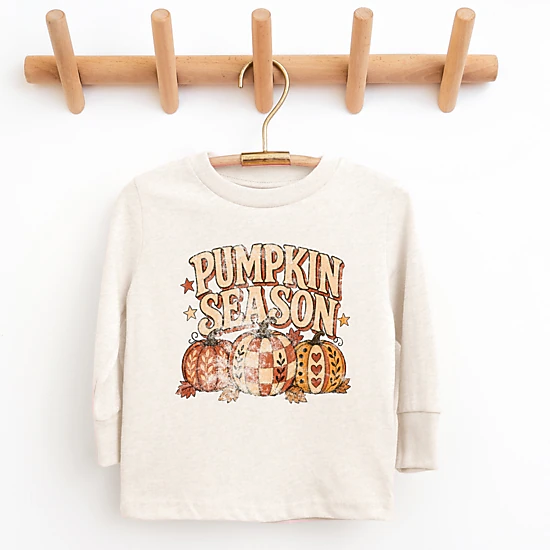 The Juniper Shop - Youth Long Sleeve Graphic T-Shirt - Pumpkin Season Pattern Stars