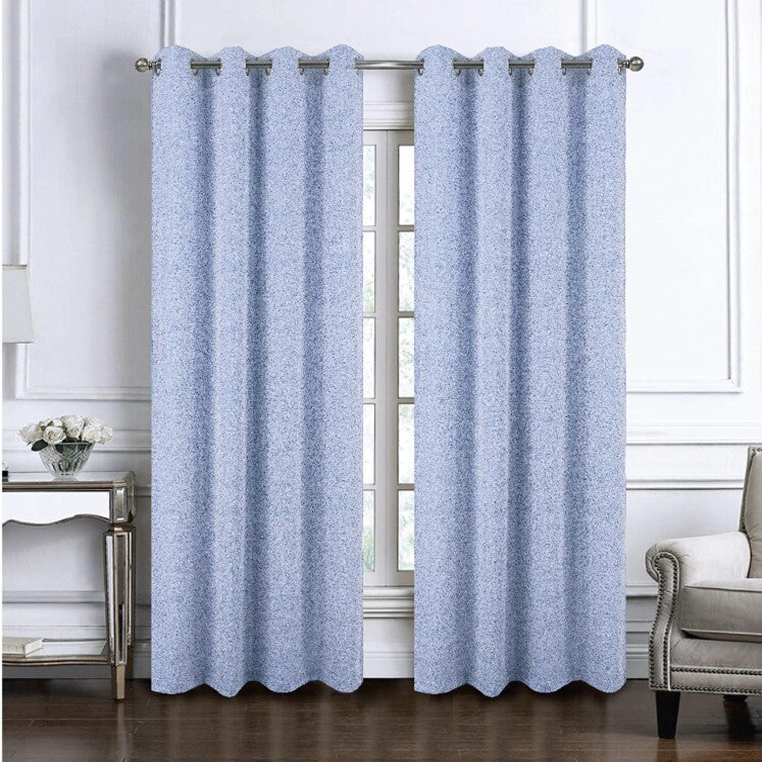 RT Designers Collection 100% Polyester 140 GSM Lava Jacquard Grommet Curtain Panel 54" x 84" Blue