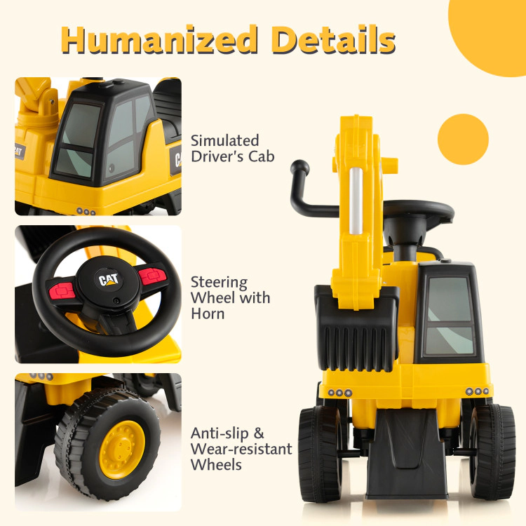 Hivvago Licensed Caterpillar Kids Ride-On Digger-Yellow