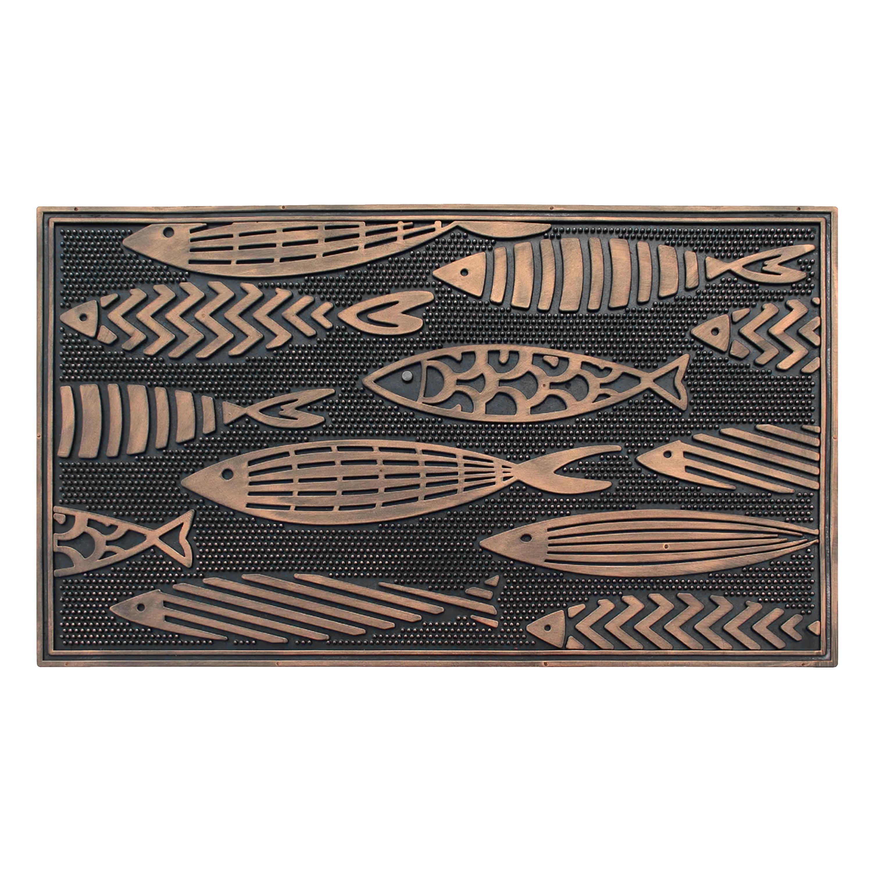 A1 Home Collection Rubber Welcome Doormat Non-Slip Indoor Outdoor Front Door Mat, Nautical Fish, 18 x 30 Inches