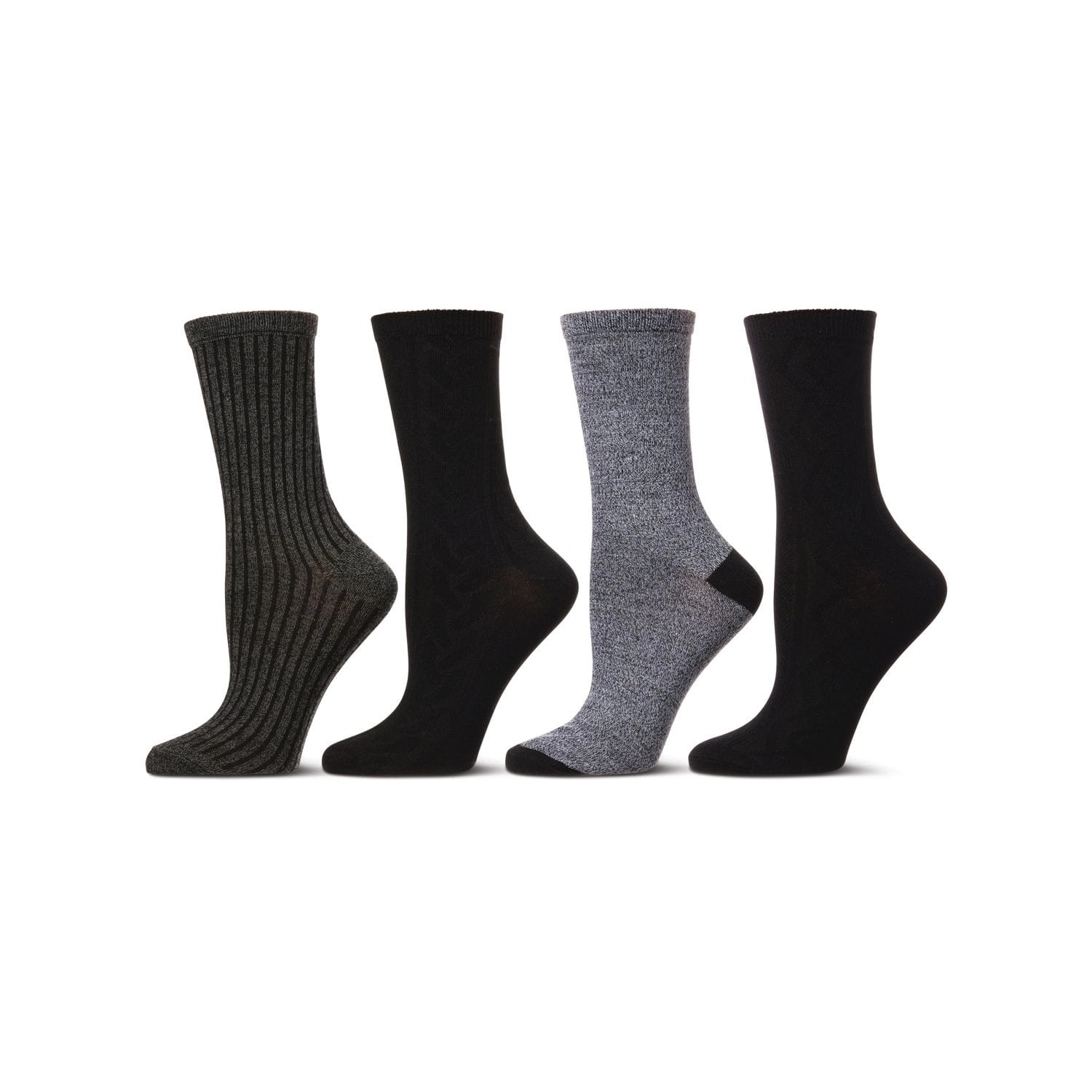 MeMoi Women's 4 Pair Pack Textured Buttersoft Crew Socks
