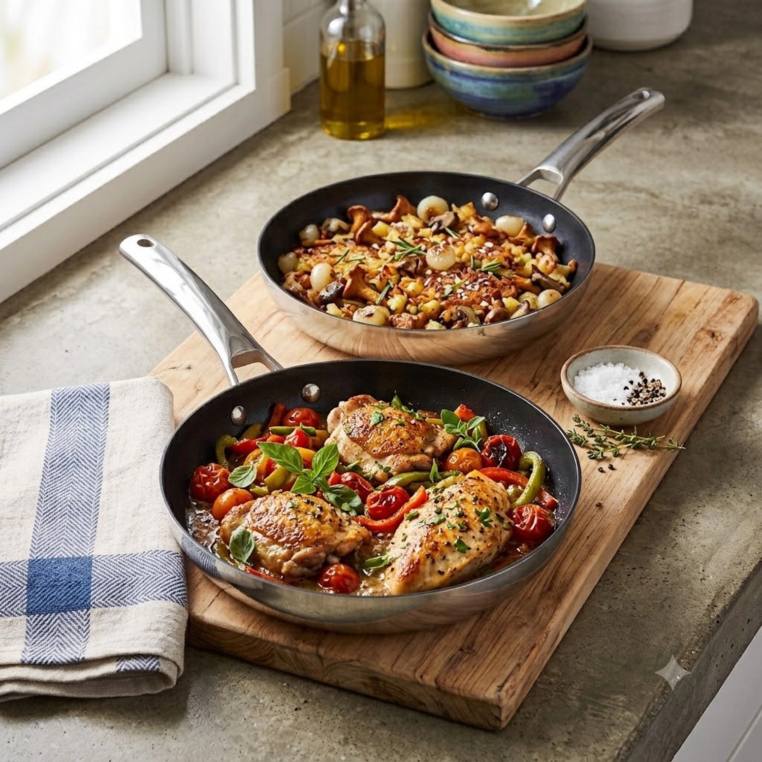 CoreClad Tri-Ply Stainless Steel Skillet Set, 2 Piece, Seville, 9" and 11"