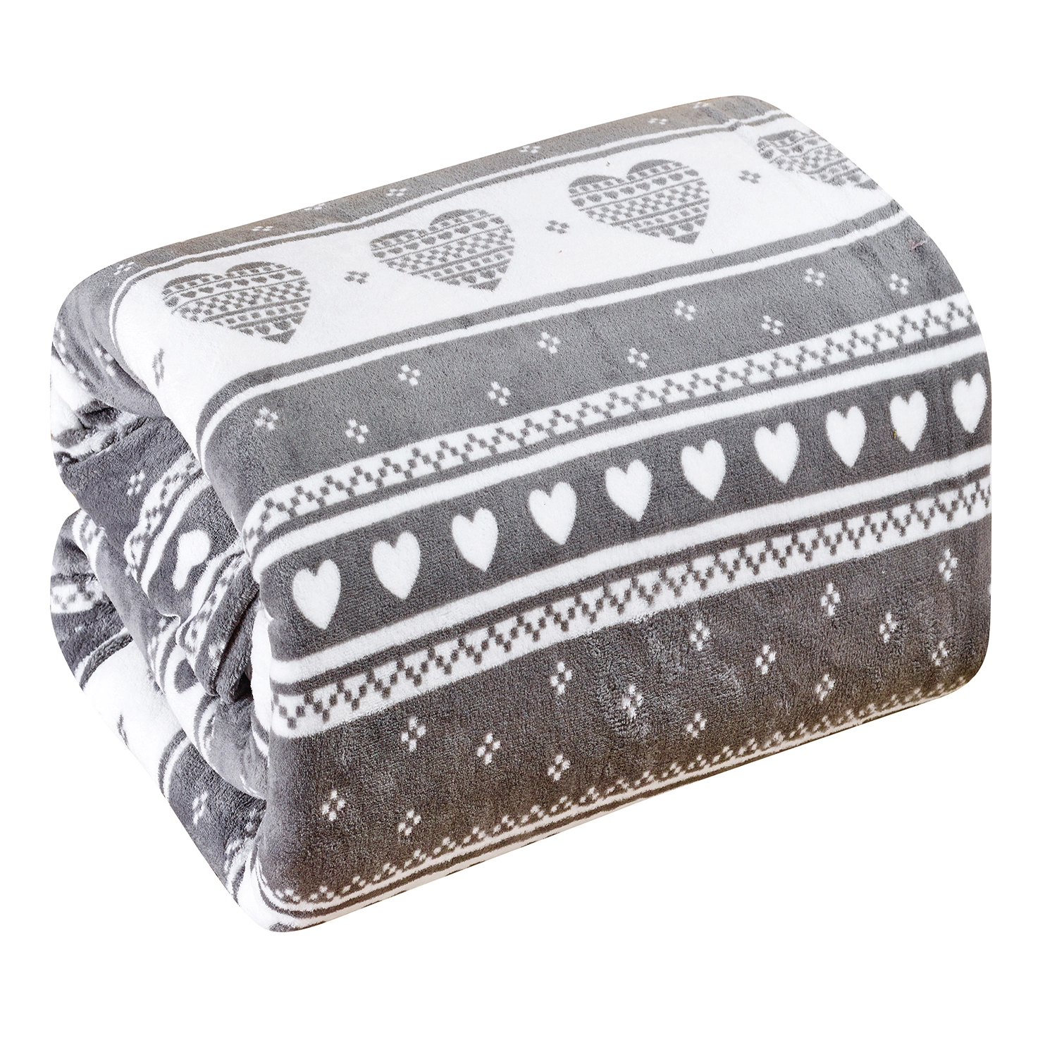 Heartfelt Valentine Micro Plush Blanket Gray - Queen 90 x 90