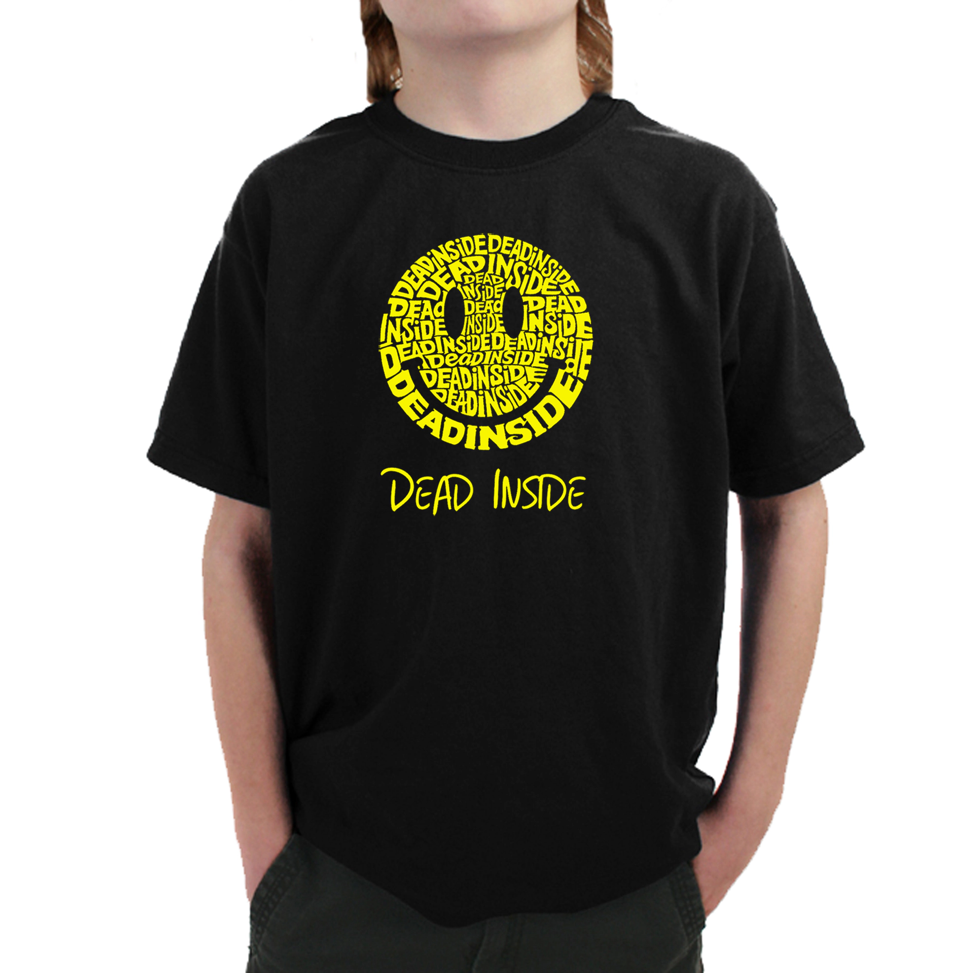 LA Pop Art Boy's Word T-Shirt - Dead Inside Smile