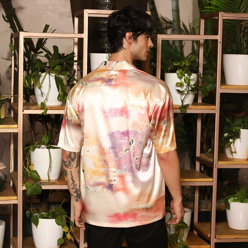 Abstract Sheen Oversized Shirt