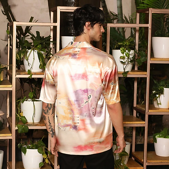 Abstract Sheen Oversized Shirt