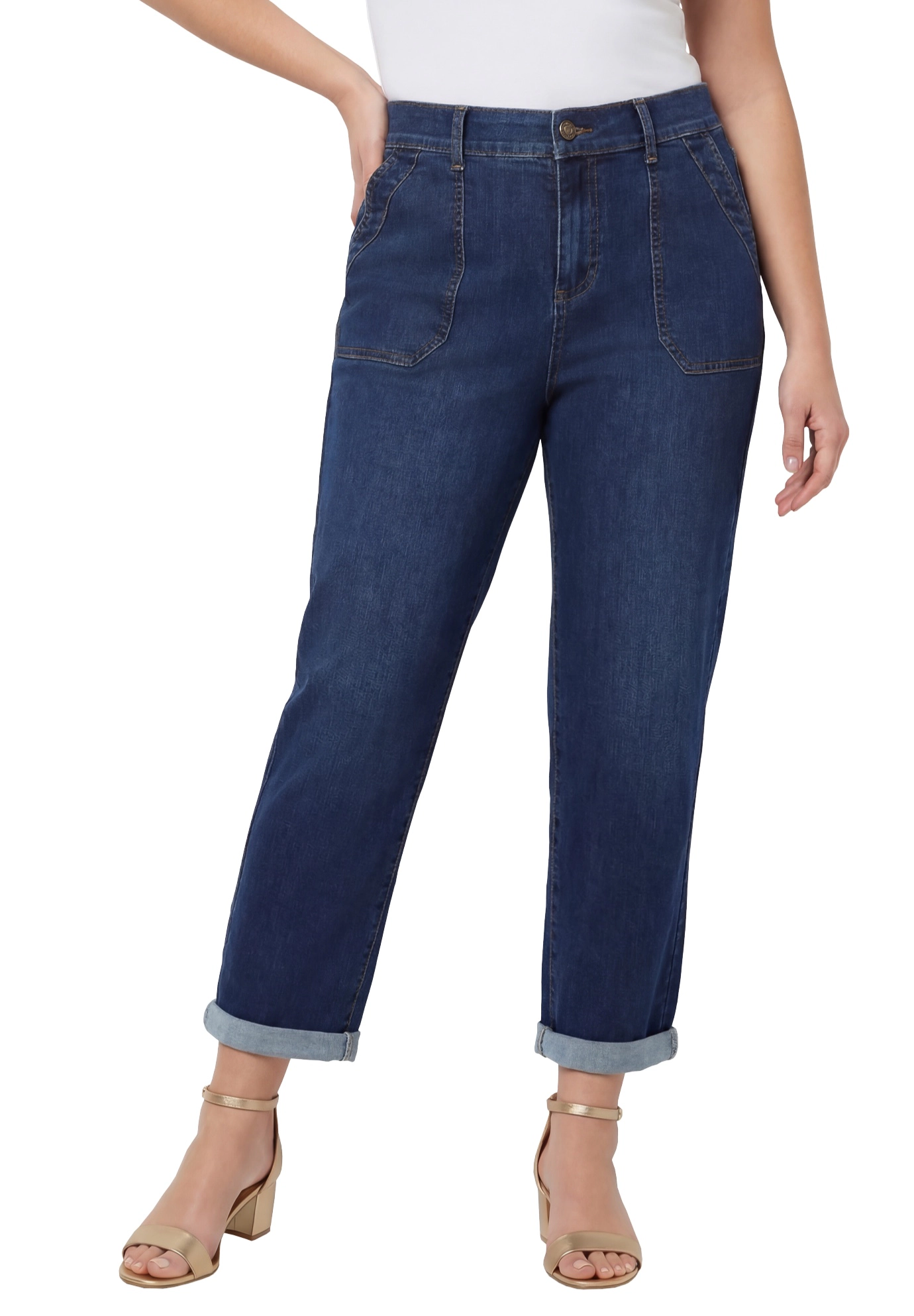 Catherines Women's Plus Right Fit Moderately Curvy Roll Cuff Jean