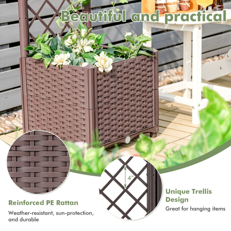 Hivvago Raised Garden Bed with Trellis Planter Box for Climbing Plants