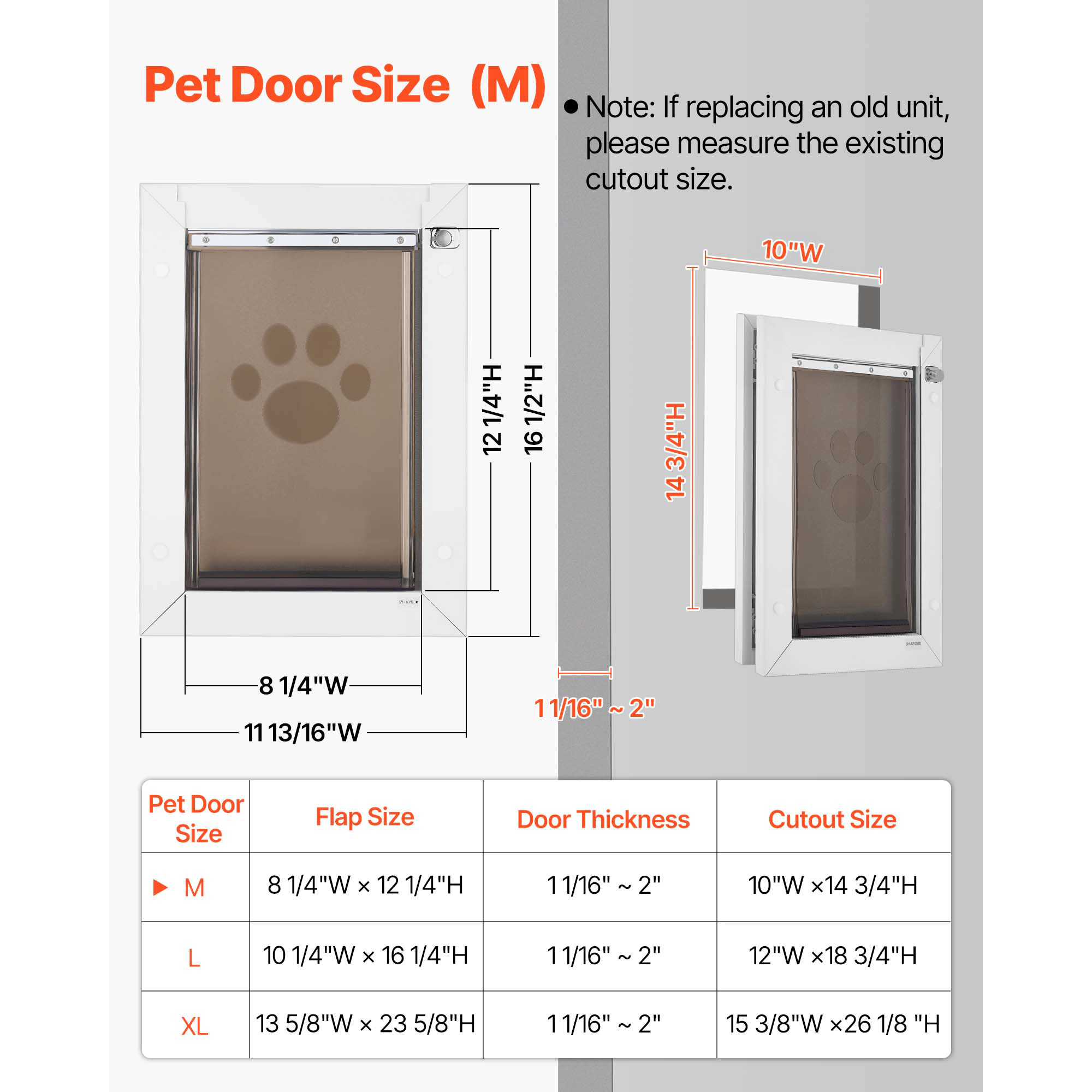 HONGGE Pet Door with Double Magnetic Flaps and Metal Frame Strong and Weatherproof Dog Door for Interior and Exterior