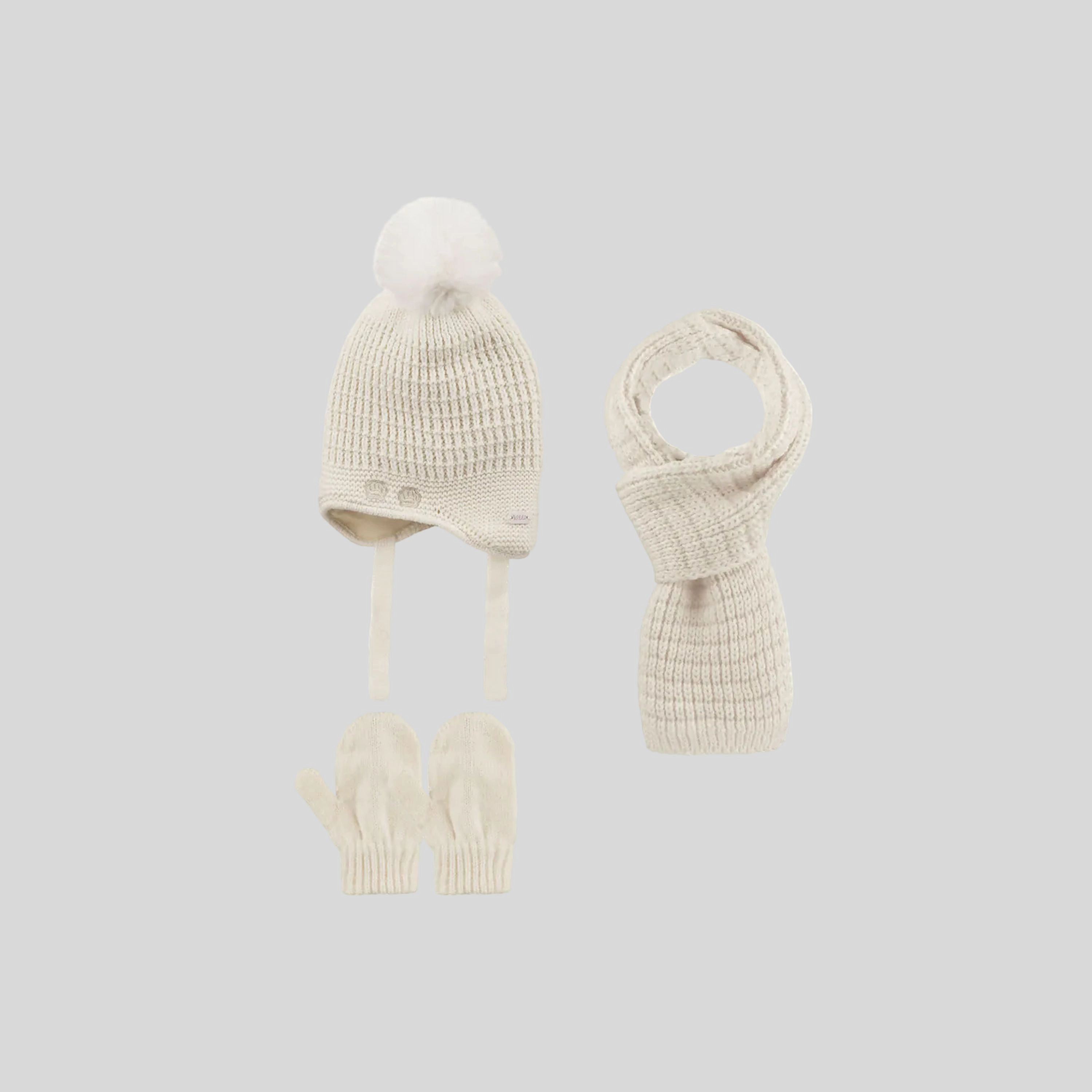 Wear Sierra Infants Girls Knitted Winter Beanie 3 Piece Set