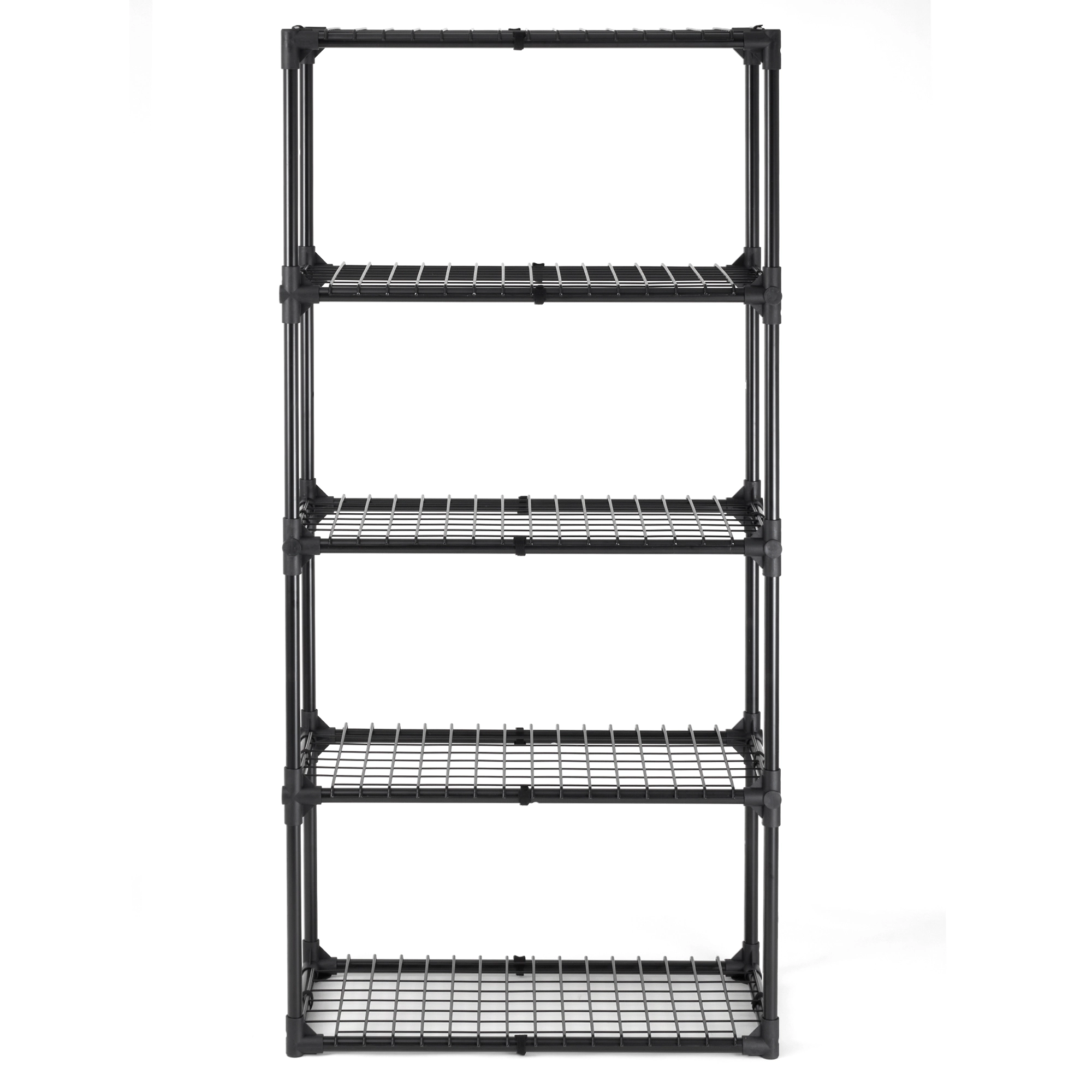 Flynama Black Steel Utility Shelving Unit Compact Storage Rack For Home Office Organization 29 Inch Depth 45 Inch Height
