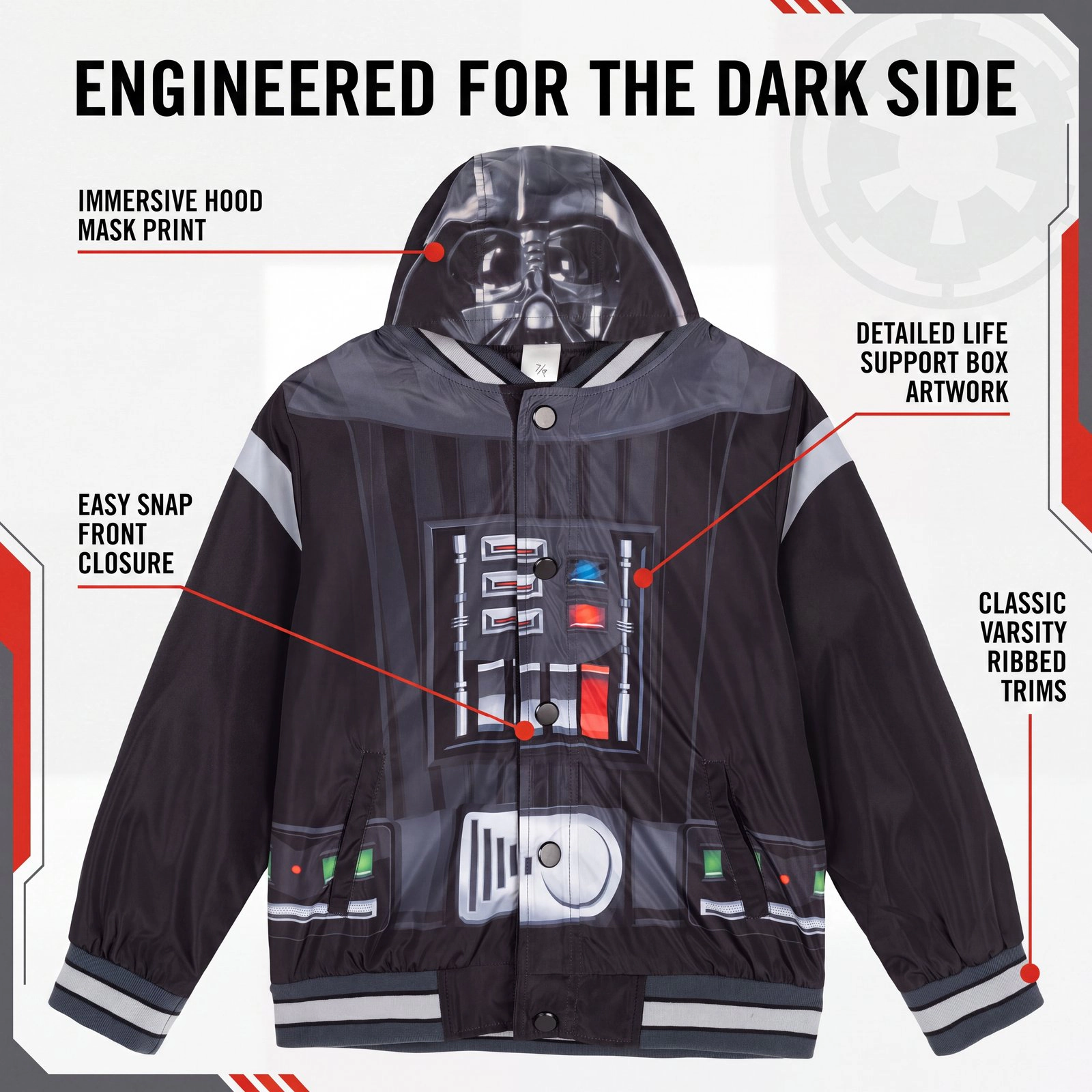 Star Wars Darth Vader Boys' Cosplay Hooded Bomber Jacket