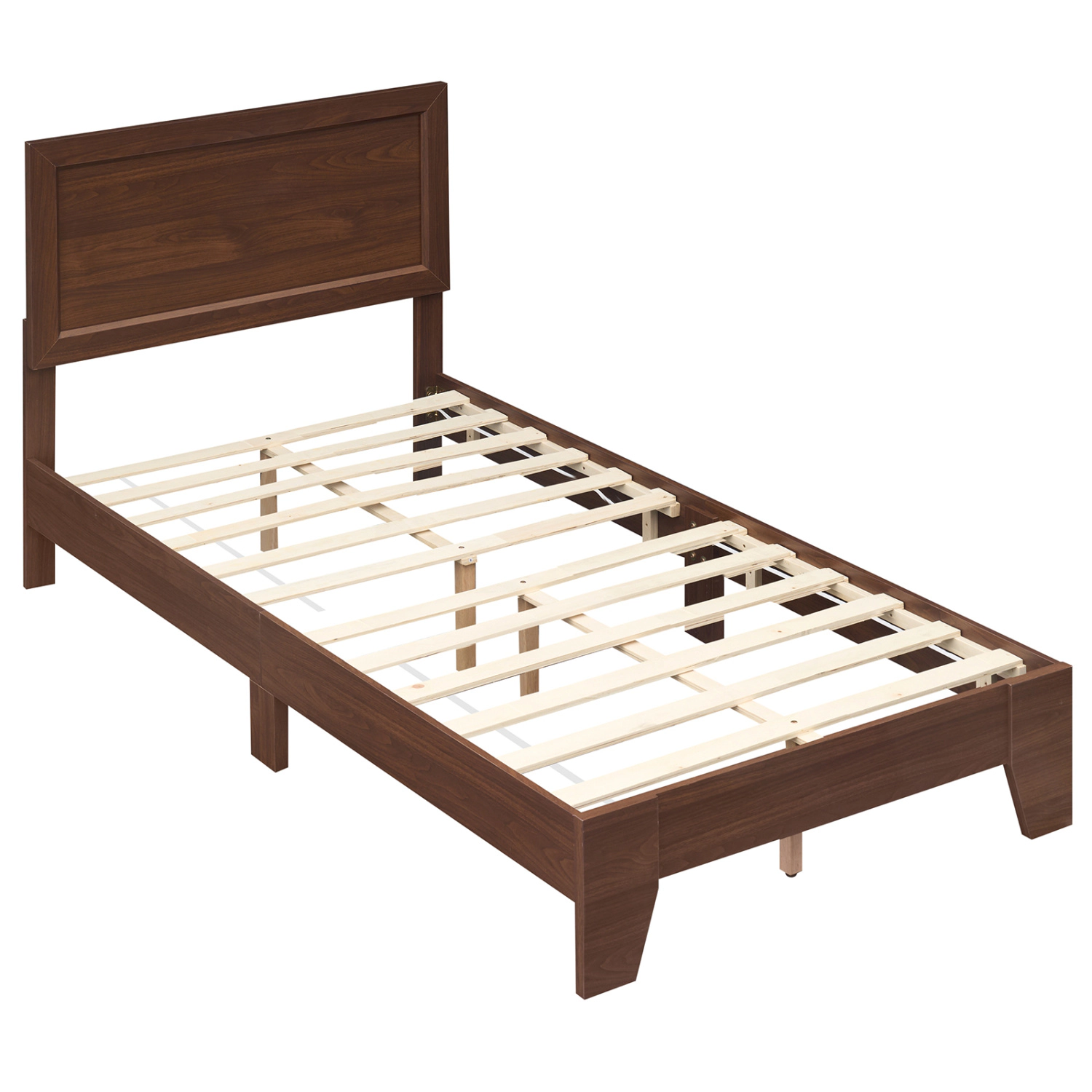 LJG Twin Bed Frame with Headboard for Small Room No Box Spring Needed