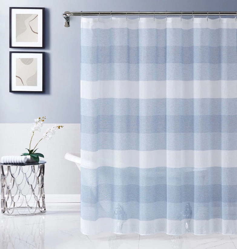 Dainty Home Chelsea Gradient Ombre Linen Look Fabric Textured Gradient Striped Designed Fabric Shower Curtain 70" x 72"
