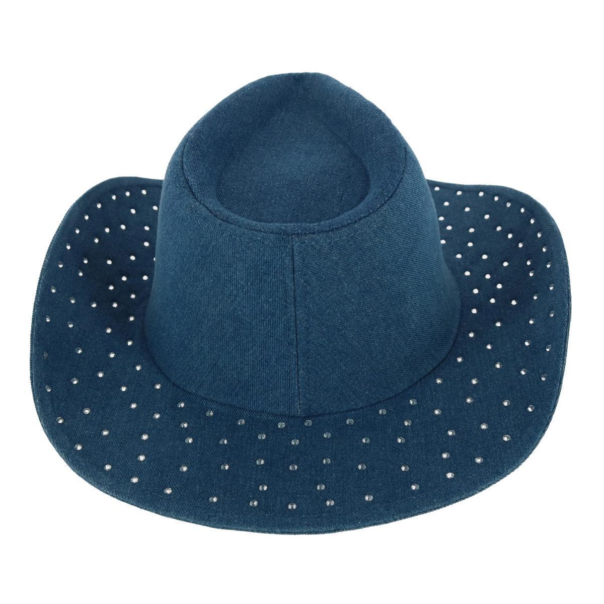 David & Young Women's Glitter Embellished Denim Cowboy Hat