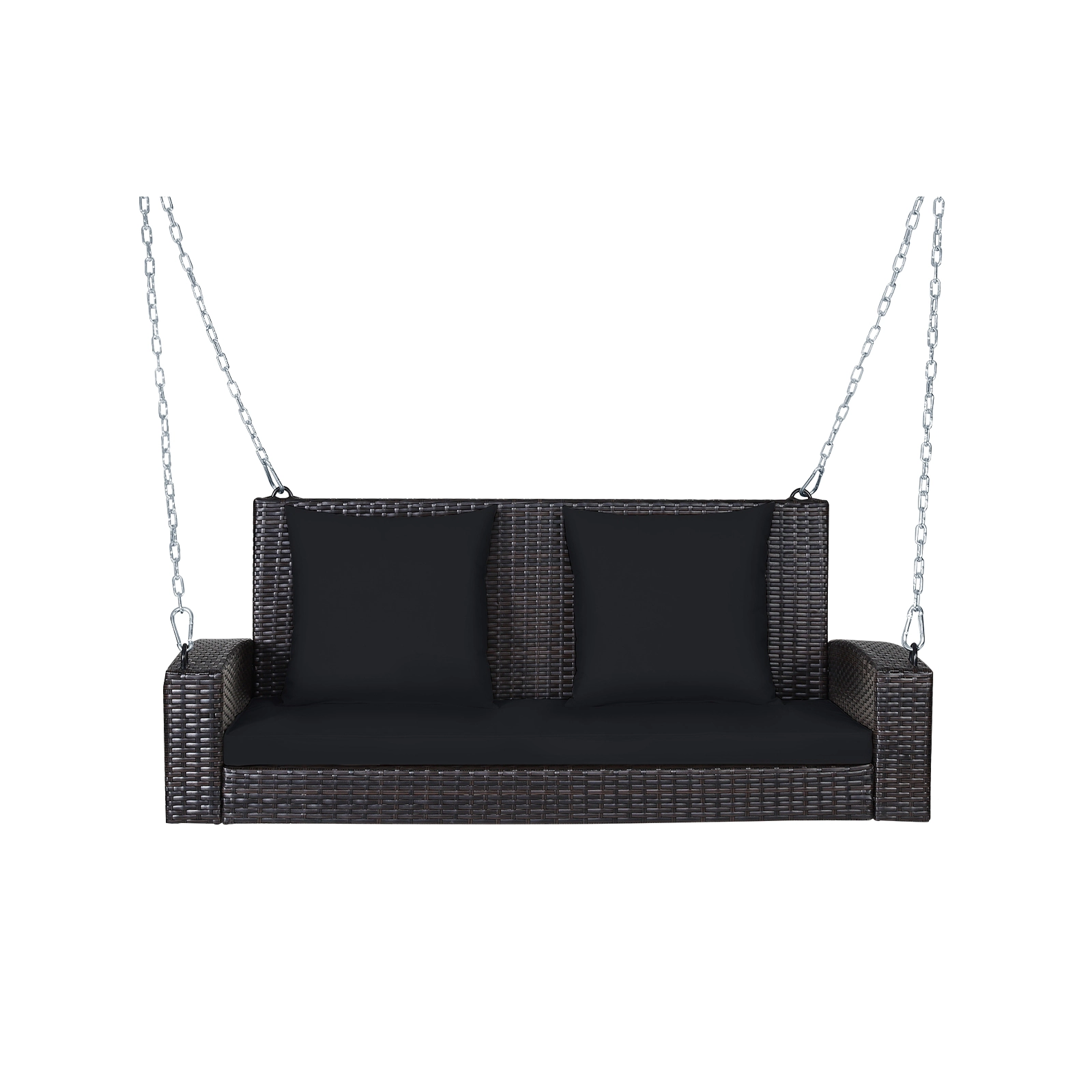 LJG 2-Person Patio Rattan Porch Swing with Cushions