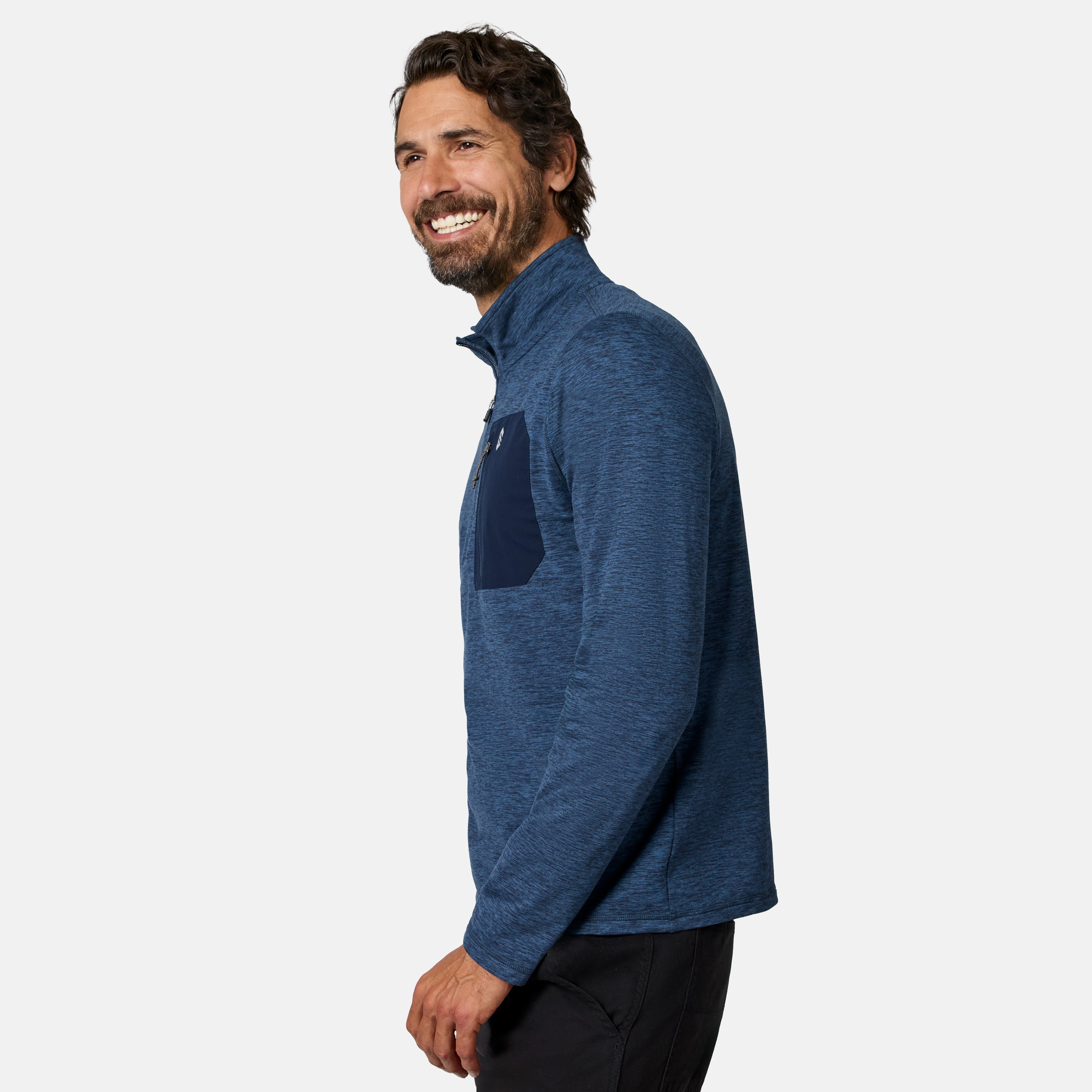 Free Country Men's Sueded Spacedye Quarter-Zip Long Sleeve Shirt
