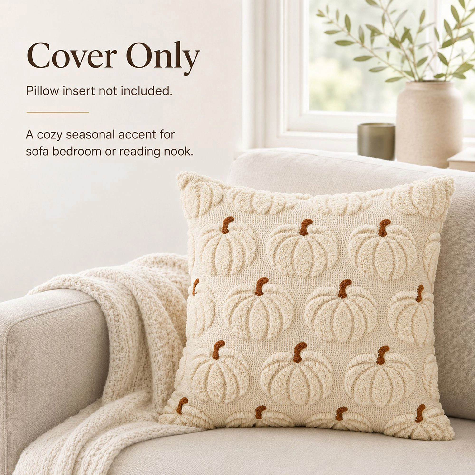 Alilang Fall Textured Tufted Pumpkin Decorative Throw Pillow Cover