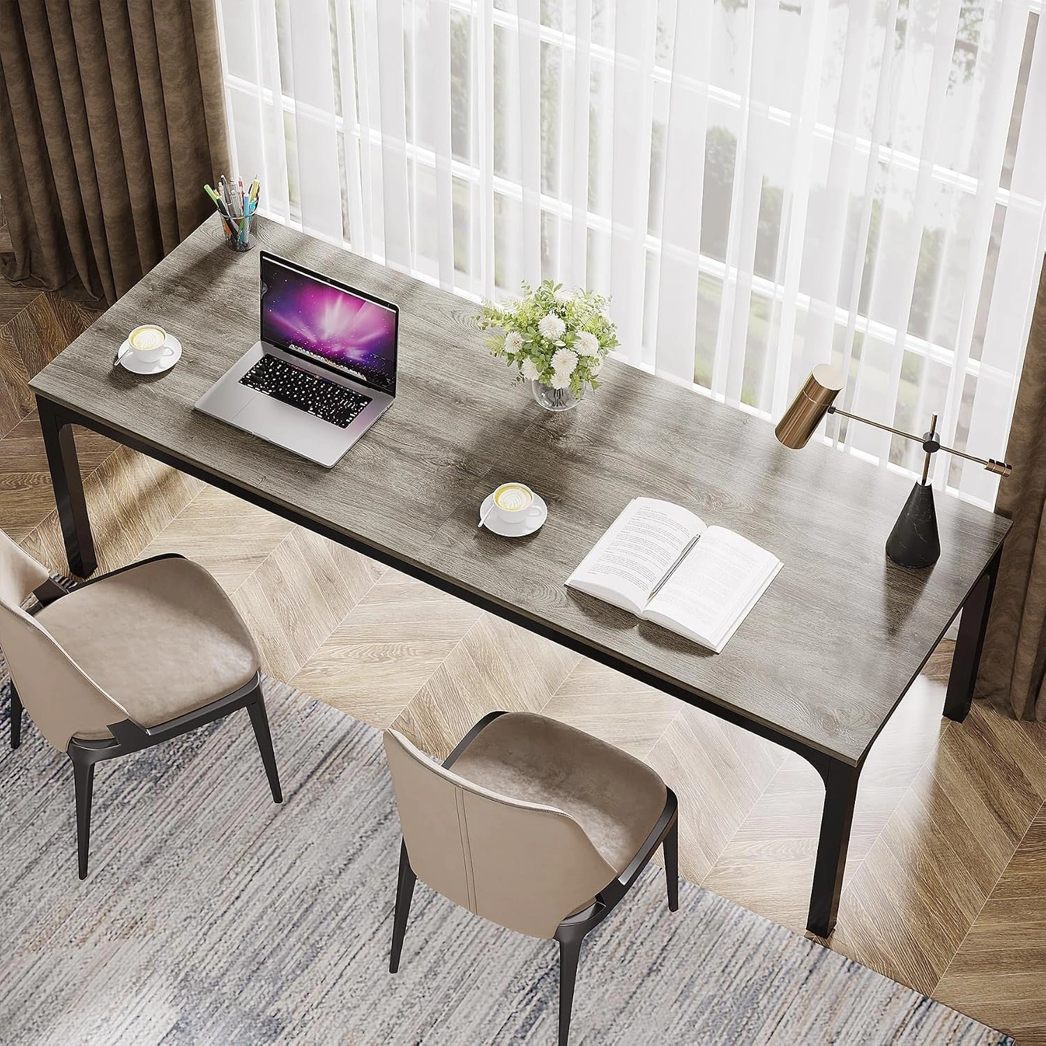 Tribesigns Industrial Wood Executive Desk