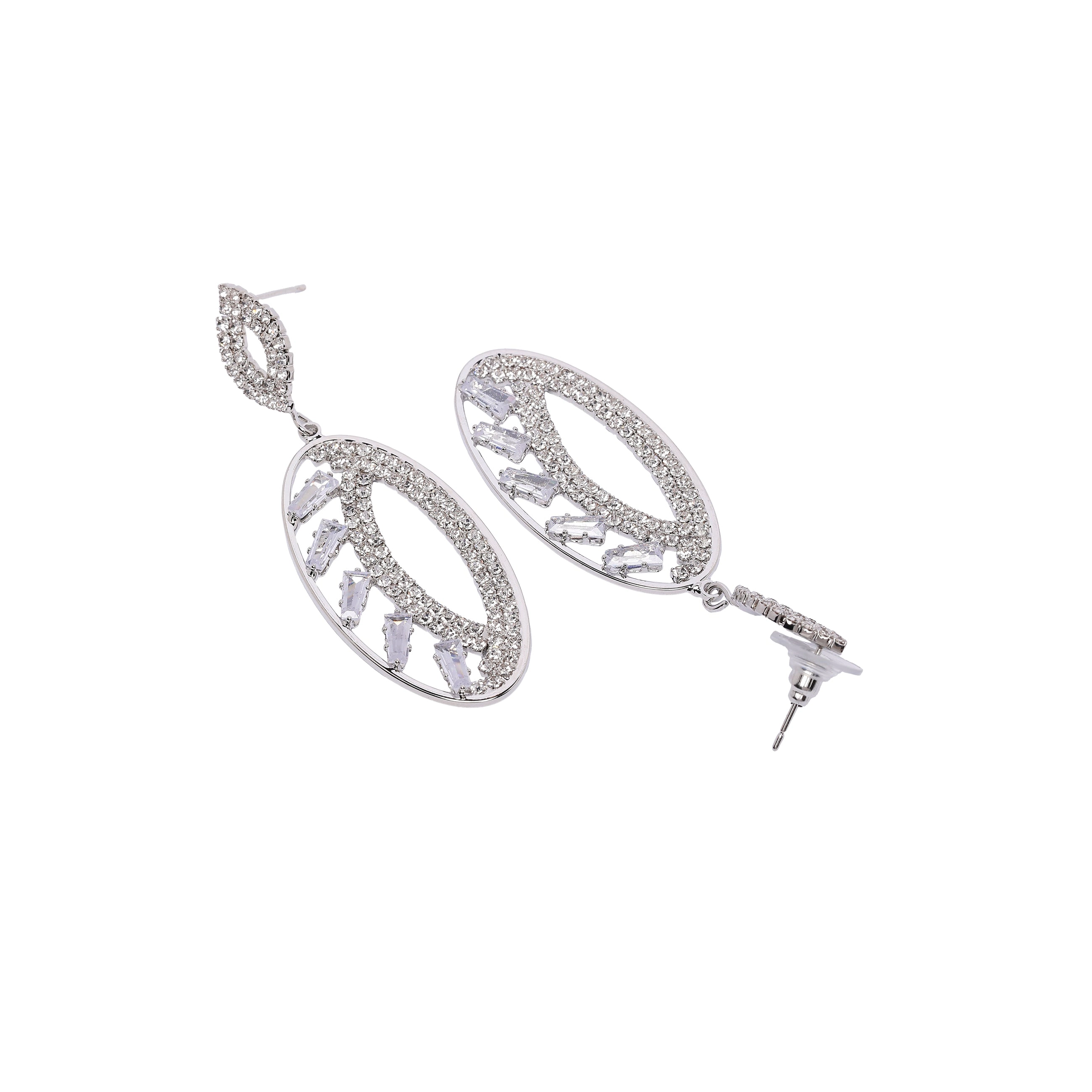 AGP PARIS Womens Sparkle Oval Drop Earrings