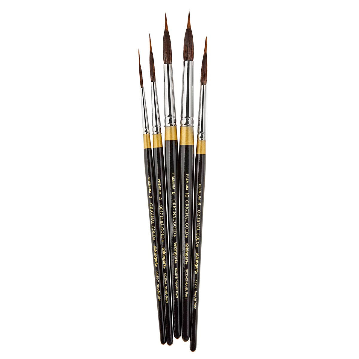 KINGART Original Gold 9035 Round Needle Point Brush Set - 5 pcs