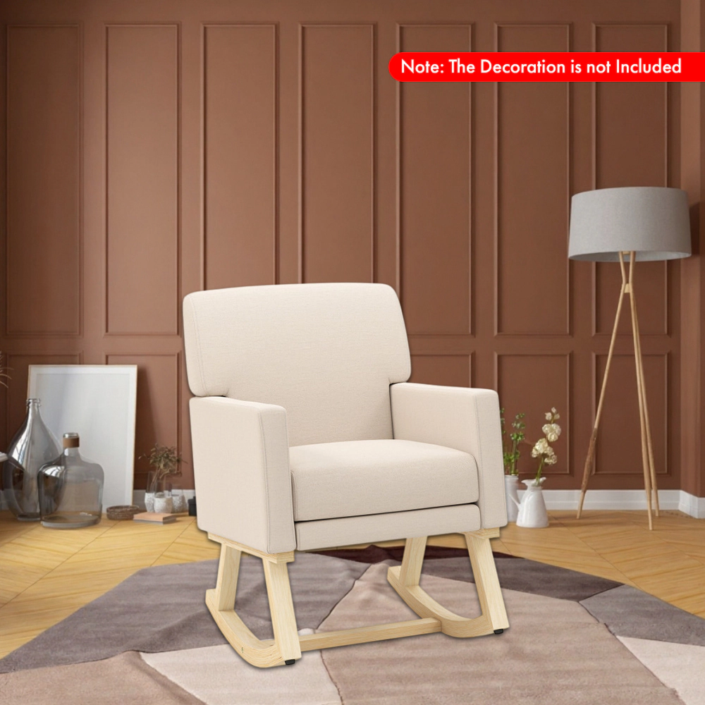 Hivvago Modern Upholstered Rocker Chair with Solid Wood Base