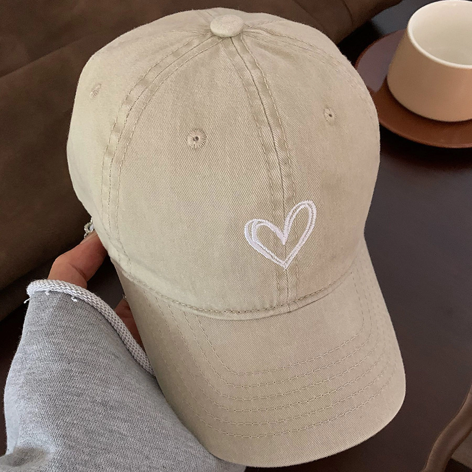 Anna-Kaci Women's Valentine Heart Embroidered Baseball Cap Low Bun Soft Cotton Trucker Hat