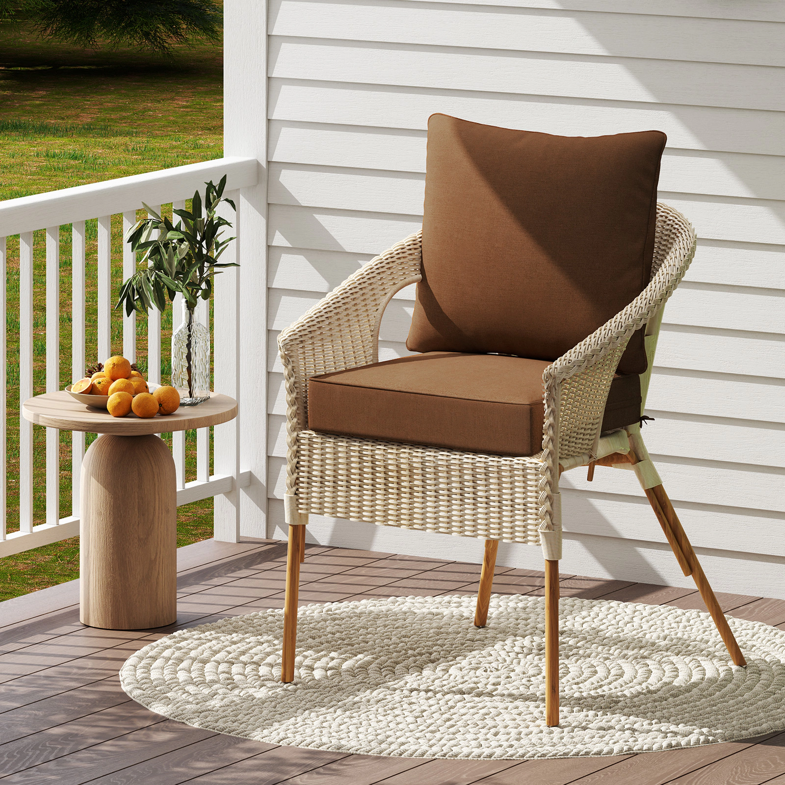 SlickBlue Deep Seat Chair Cushion Pads Set with Rope Belts