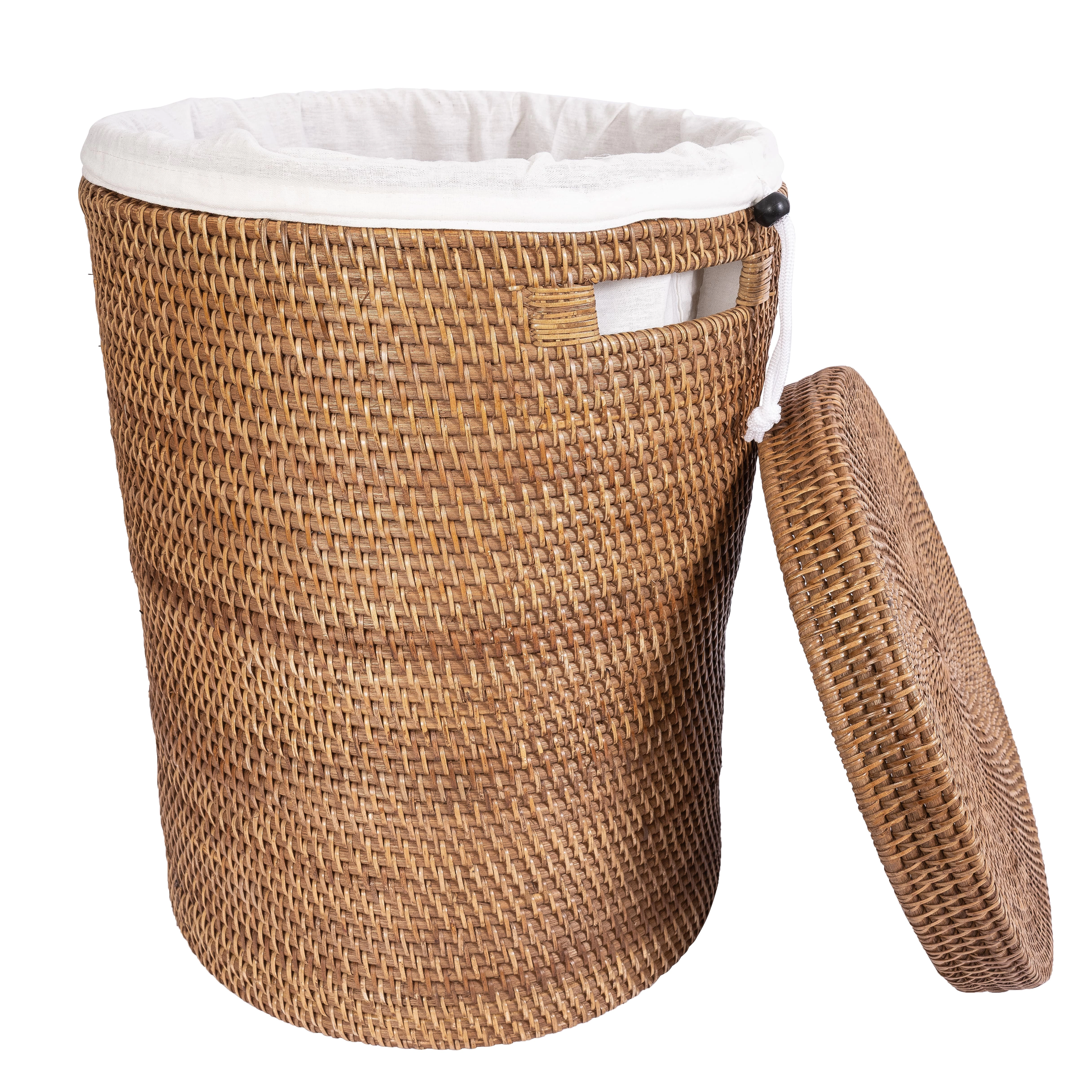 Saboga Home™ Round Hamper with Lid and Cotton Liner