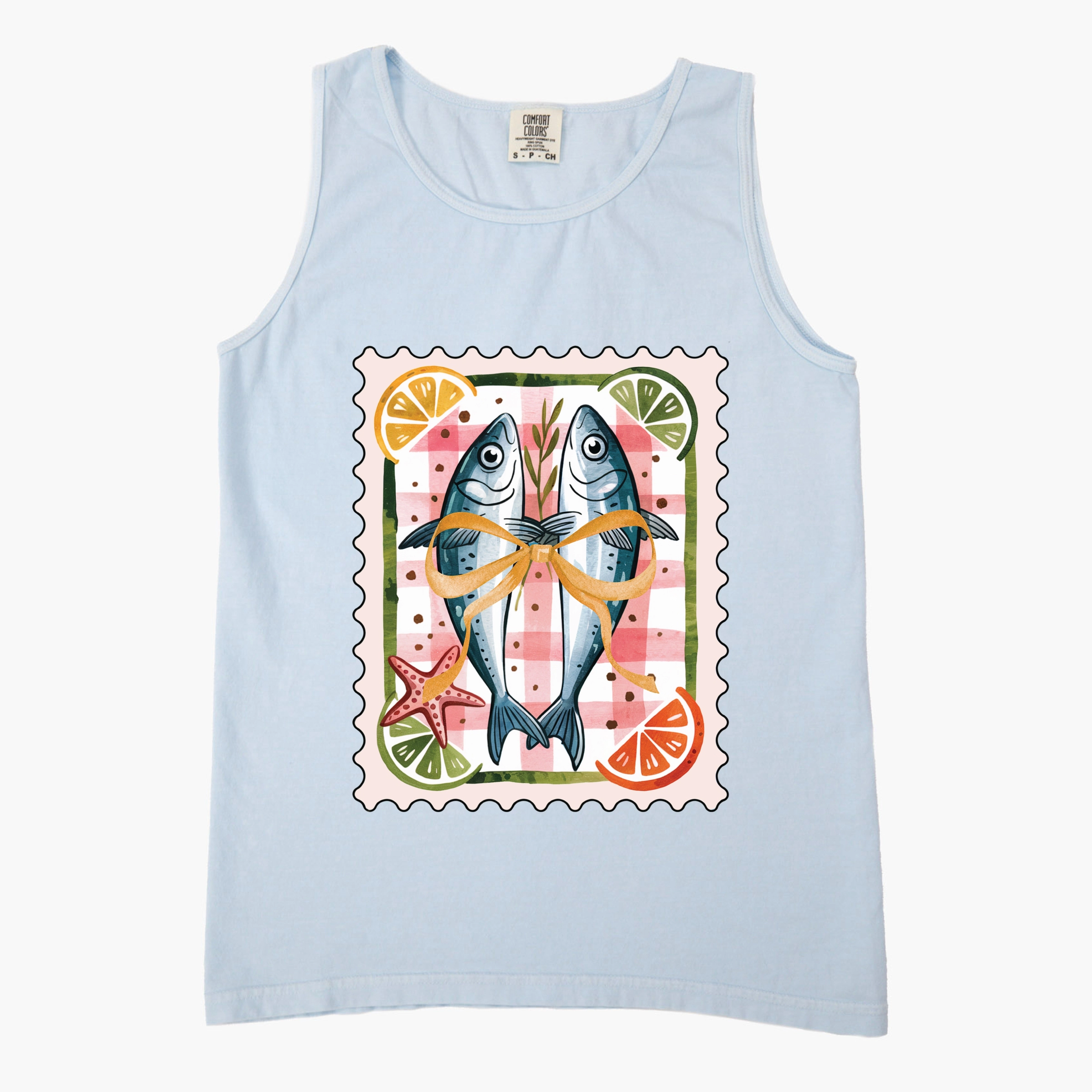 Simply Sage Market - Sardines Stamp Women's Garment Dyed Graphic Tank Top