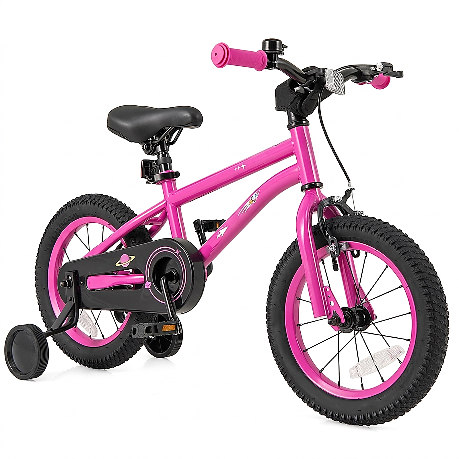 SUGIFT Adjustable 14-In Kids Bike with Dual Brakes and Removable Training Wheels 145-lb Seat Capacity Ages 3-5 Pink