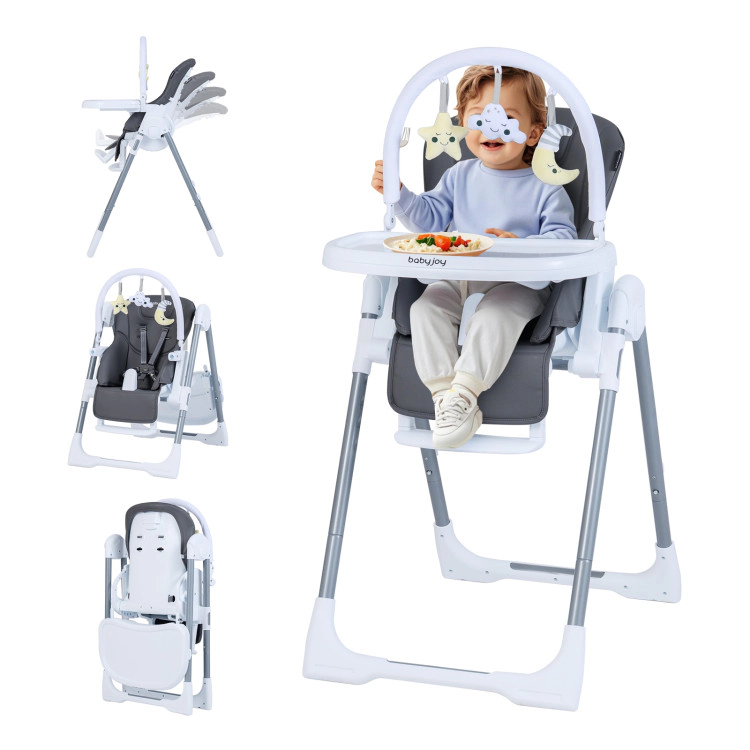 Hivvago Foldable Baby High Chair with Adjustable Height and Relining Seat