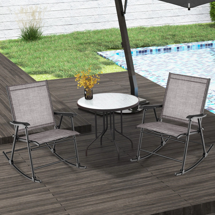 Hivvago Set Of 2 Folding Rocking Chair With Breathable Seat Fabric