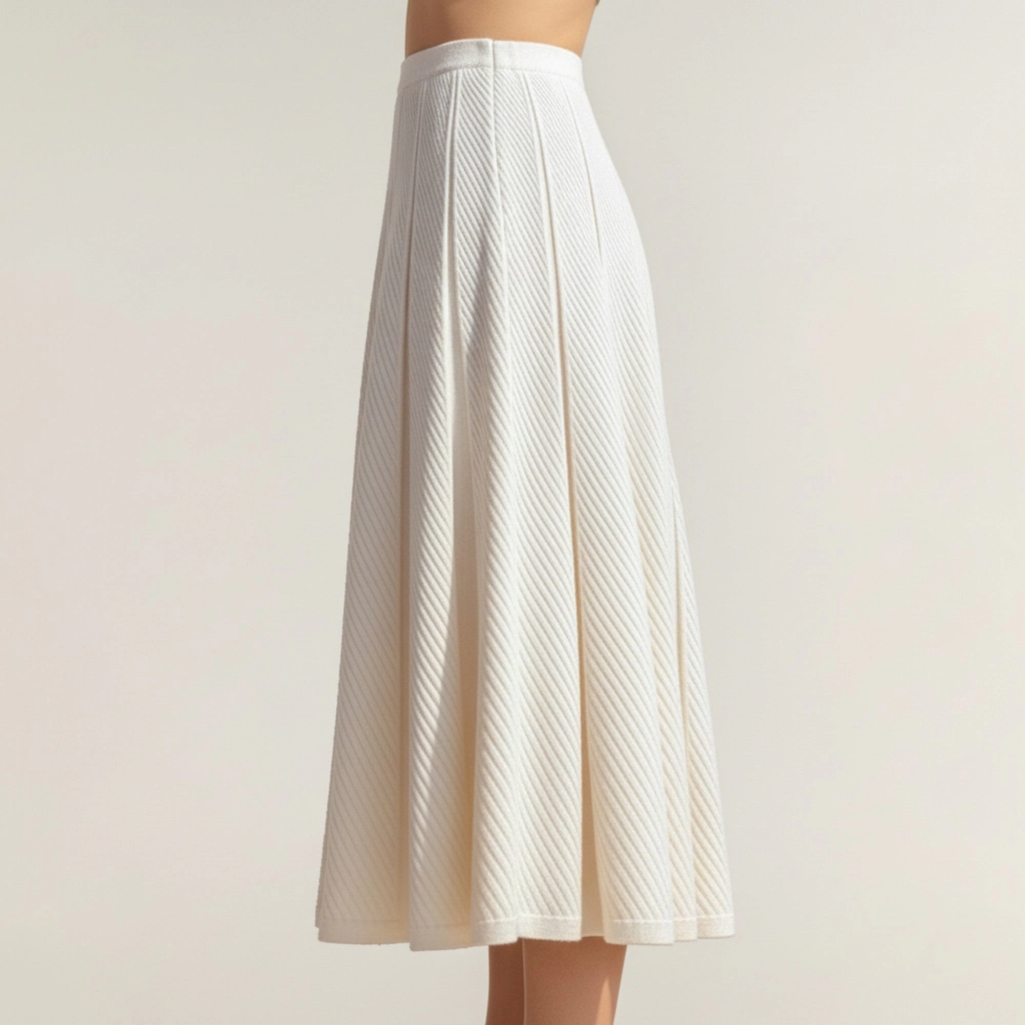 Anna-Kaci Womens Textured Pleated Knit Midi Skirt
