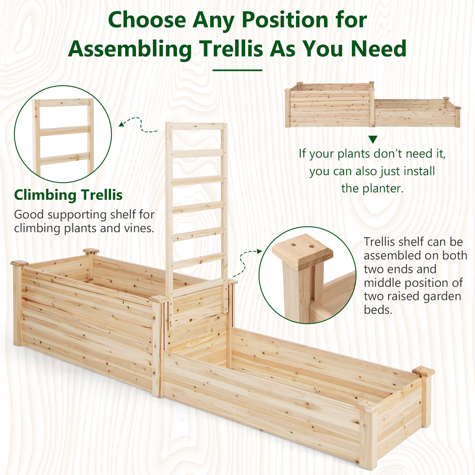 SlickBlue 2 Tier Raised Garden Bed with Trellis for Climbing Plants