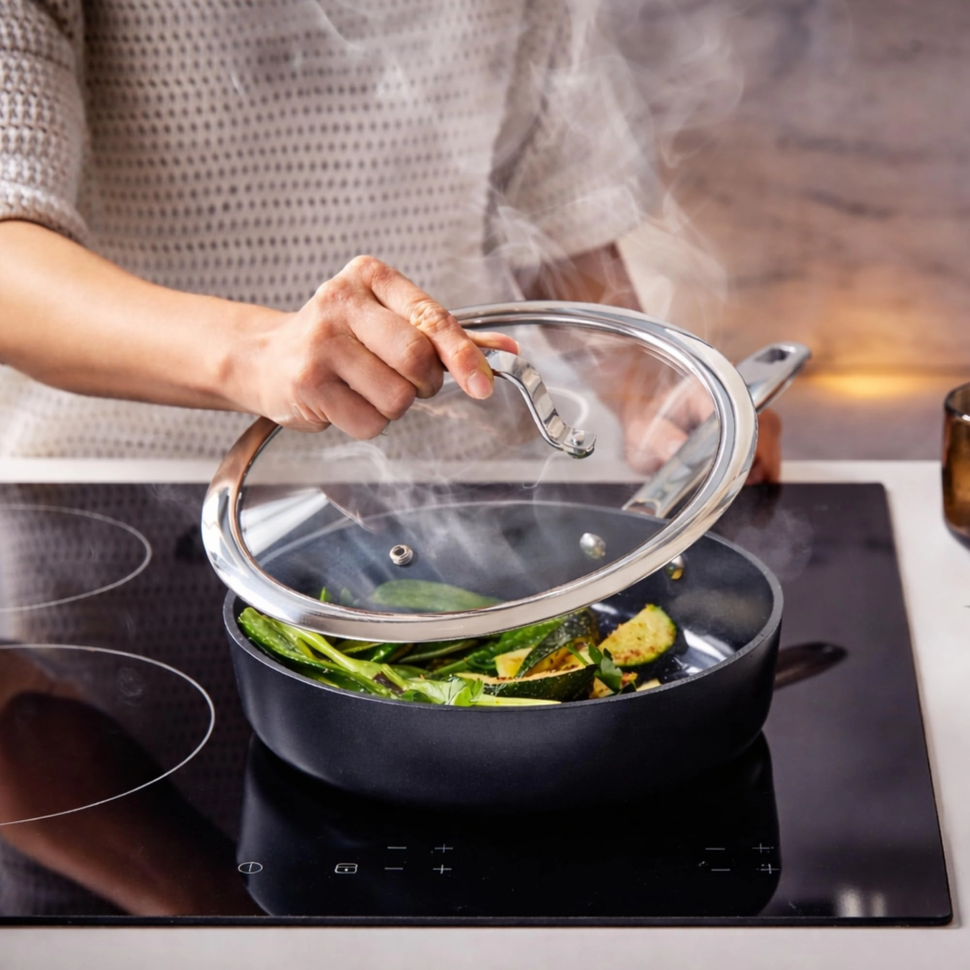 Alva Maestro 4-Piece Ceramic Nonstick Cookware Set - 4 QT Sauté Pan & 4.5 QT Stockpot with Lids