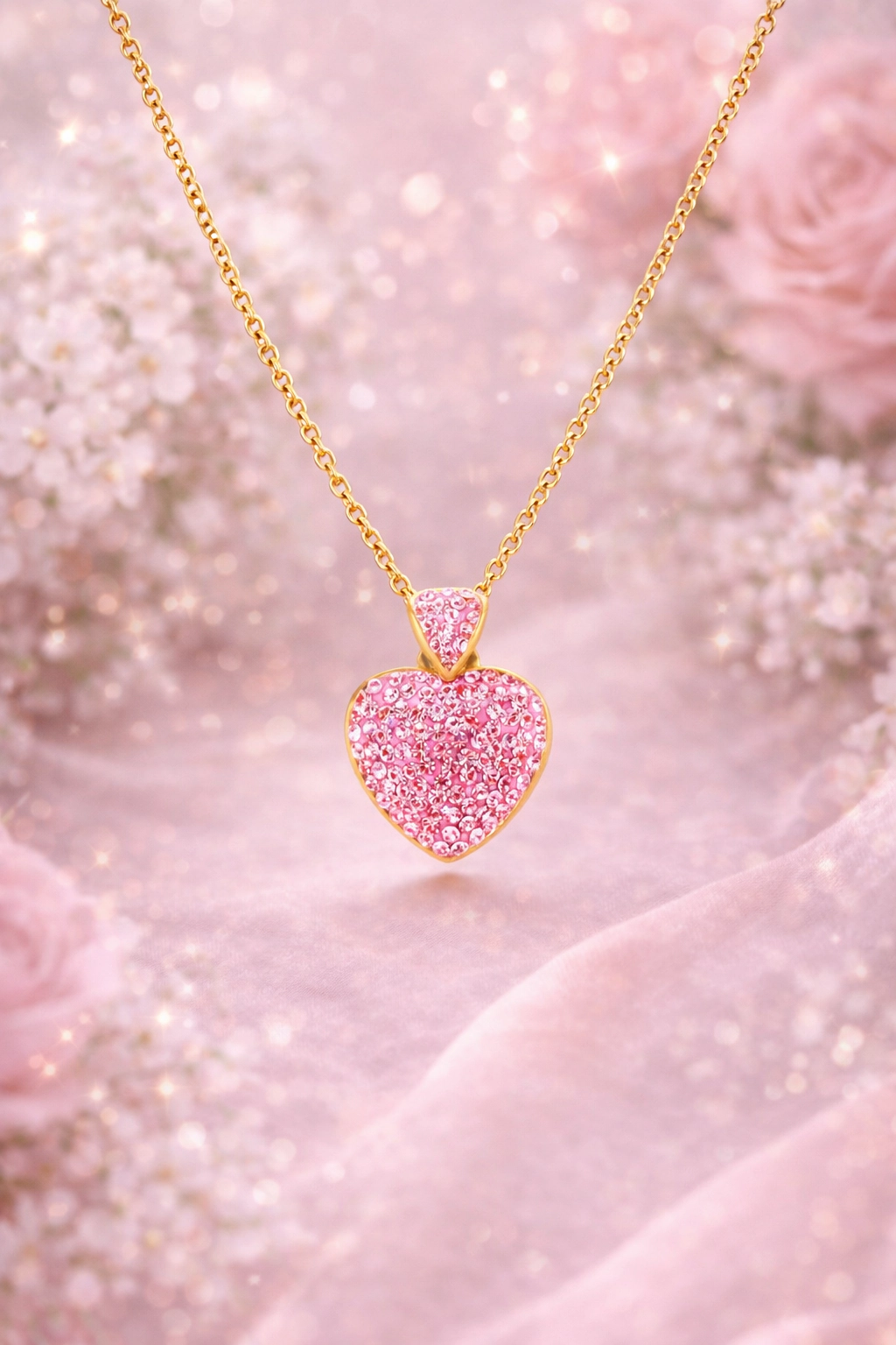 CHANTEUR Kids 15" Heart Pendant Necklace with 4" Extender - 18K Gold-Plated Brass, Hypoallergenic Girls Jewelry
