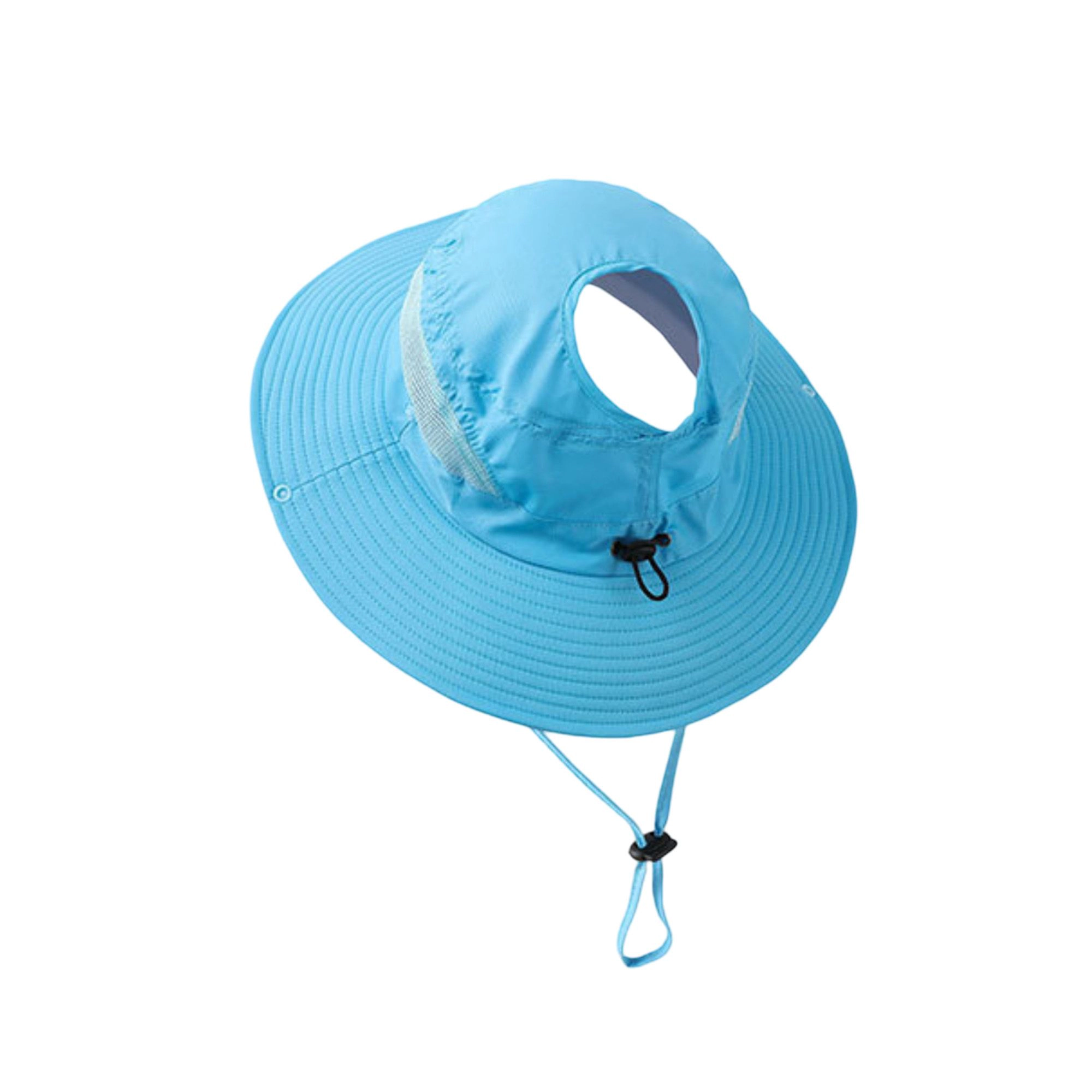 Anna-Kaci Women's Women Wide Brim Sun Hat with Ponytail Opening Adjustable Chin Strap Breathable Mesh Panel