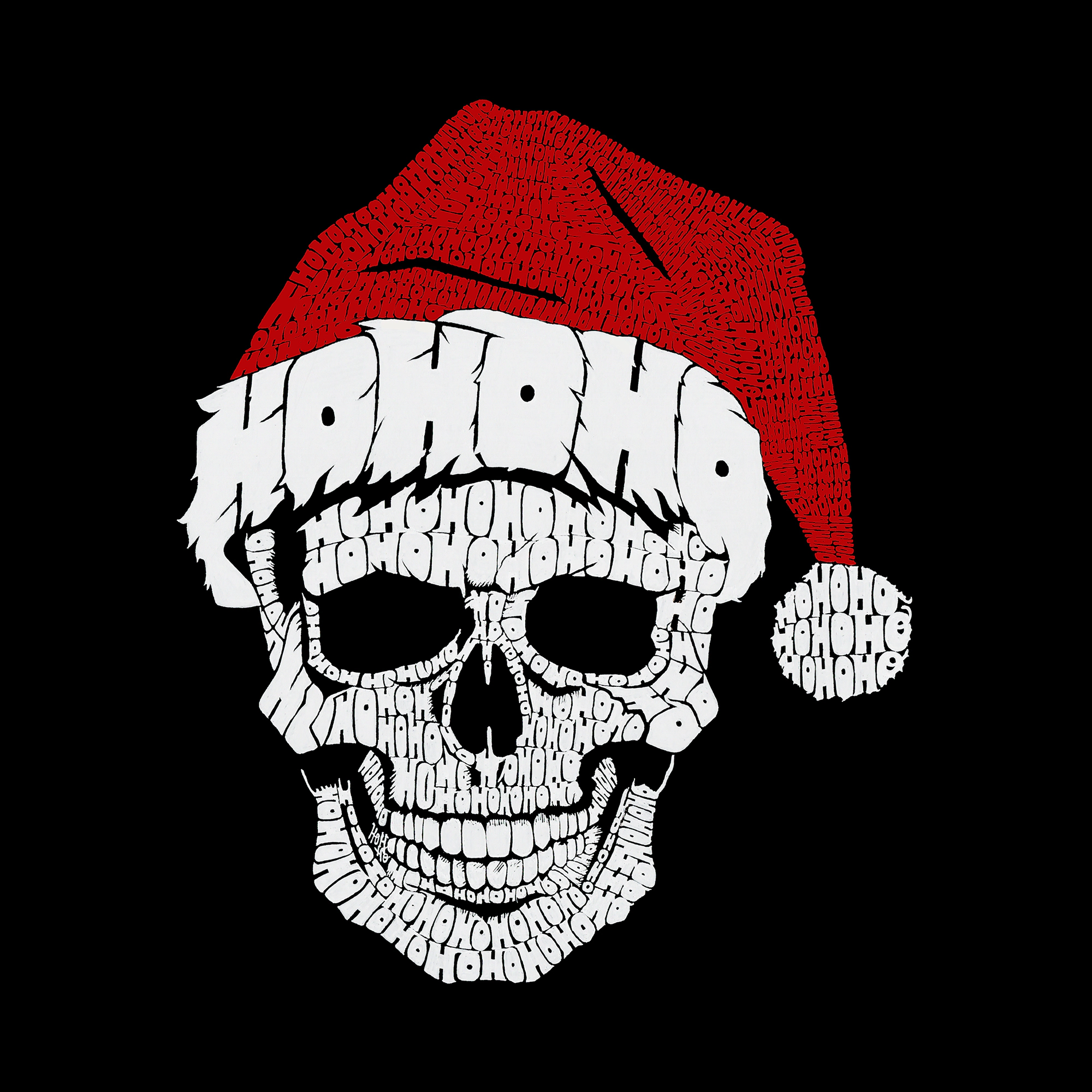 LA Pop Art Santa Skull - Men's Word Hooded Sweatshirt