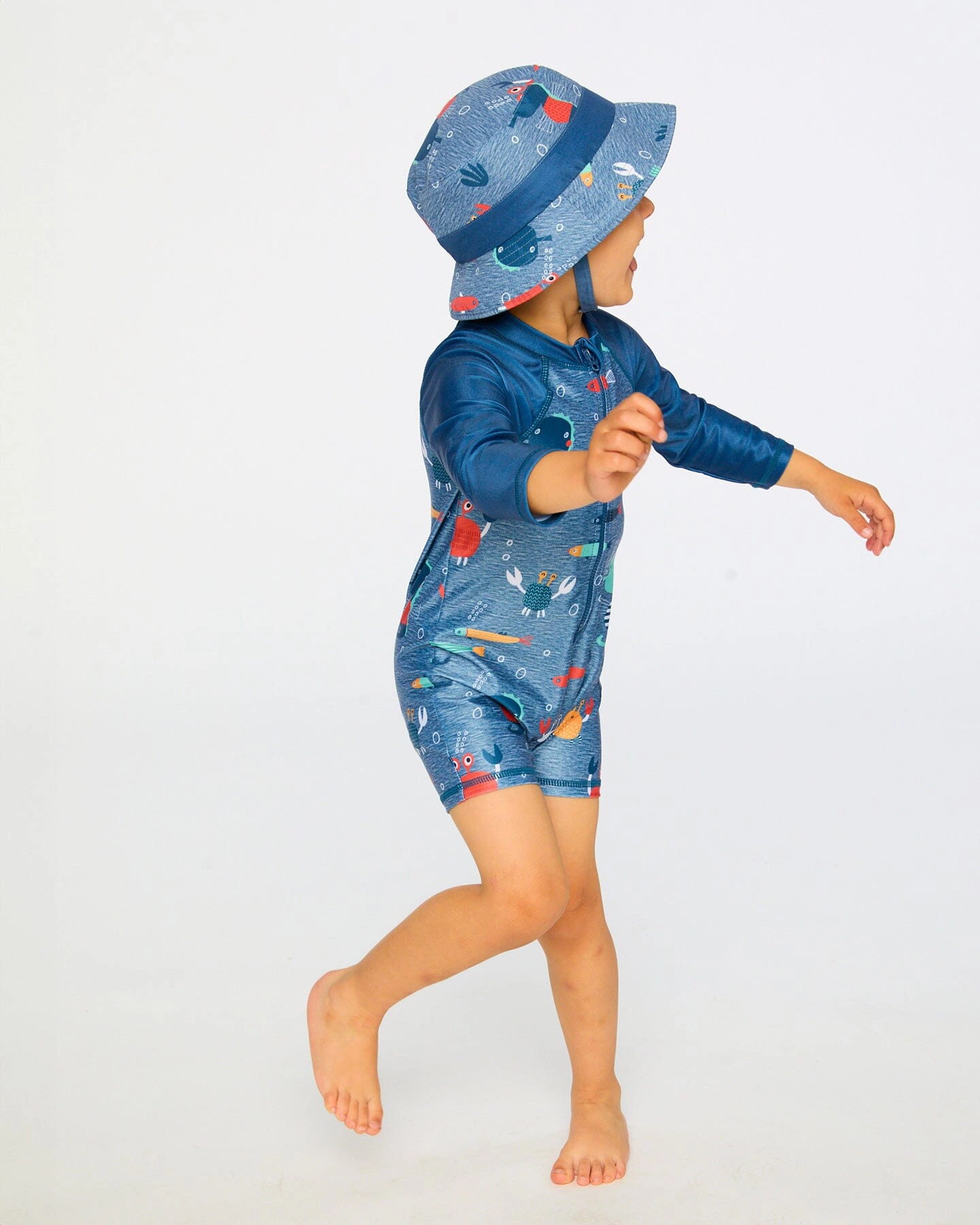 Deux par Boys Toddler One-Piece Long Sleeve Rashguard Printed Marine Animals