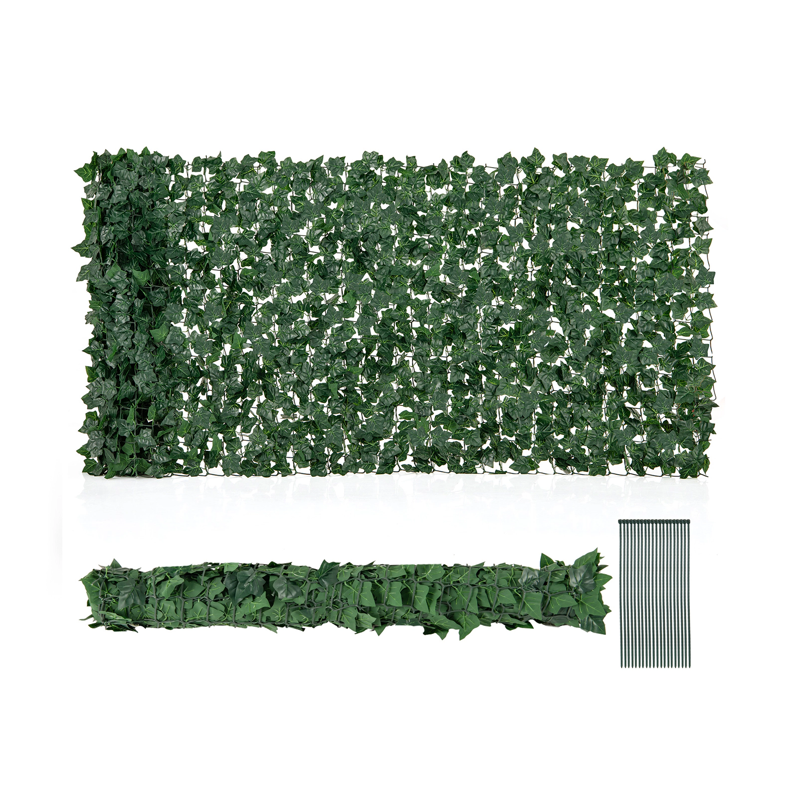 SUGIFT 120-in x 40-in 3D Ivy Leaves Roll Artificial Privacy Fence Screen 33.5 sq ft Coverage 7.5-lb Dark Green