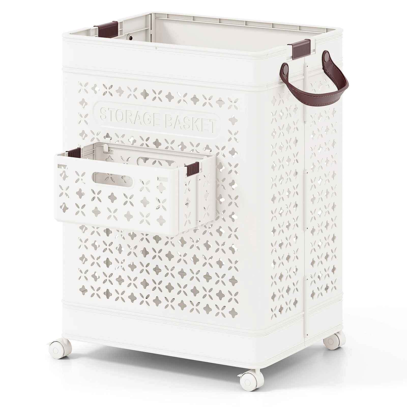 SlickBlue 20 Gallon Collapsible Laundry Basket with Wheels Folding Storage Bin